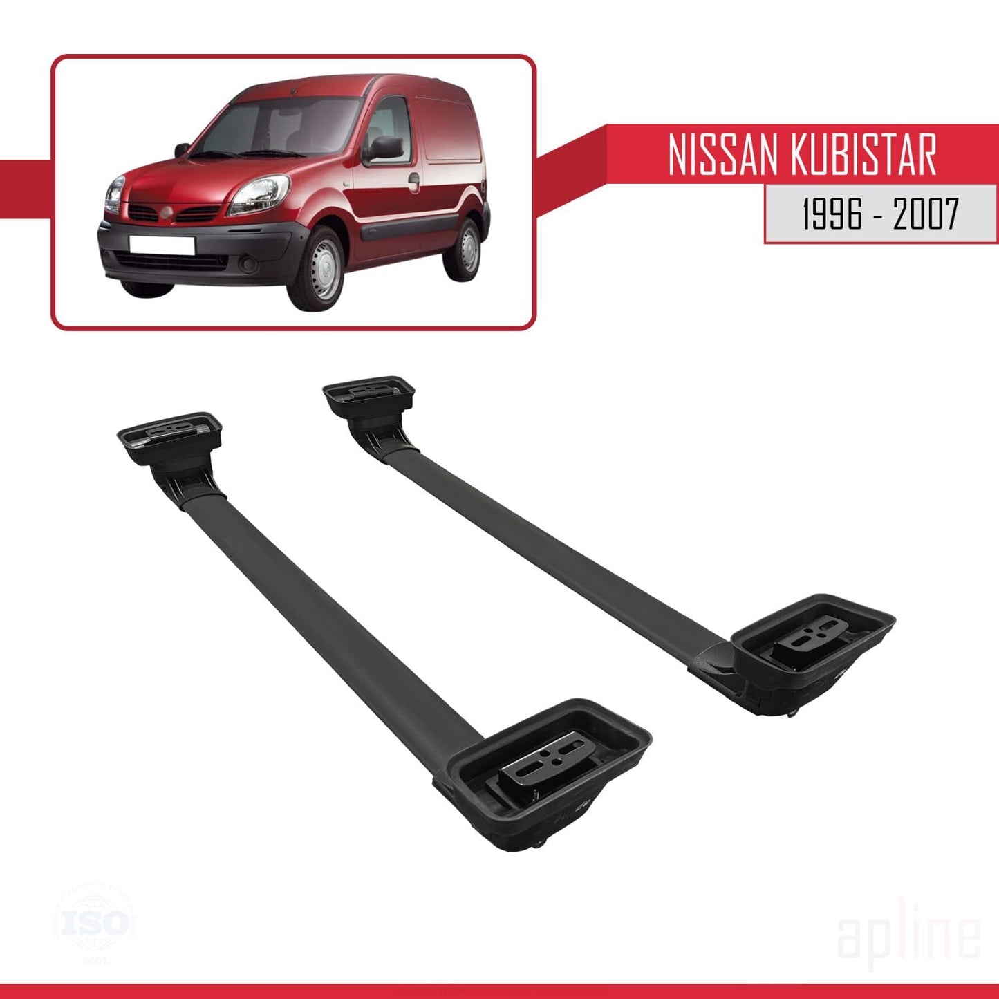 Compatible with Nissan Kubistar 1996-2007 ACE-3 Car Roof Rack Cross Bar Black Aluminium 2 Bars