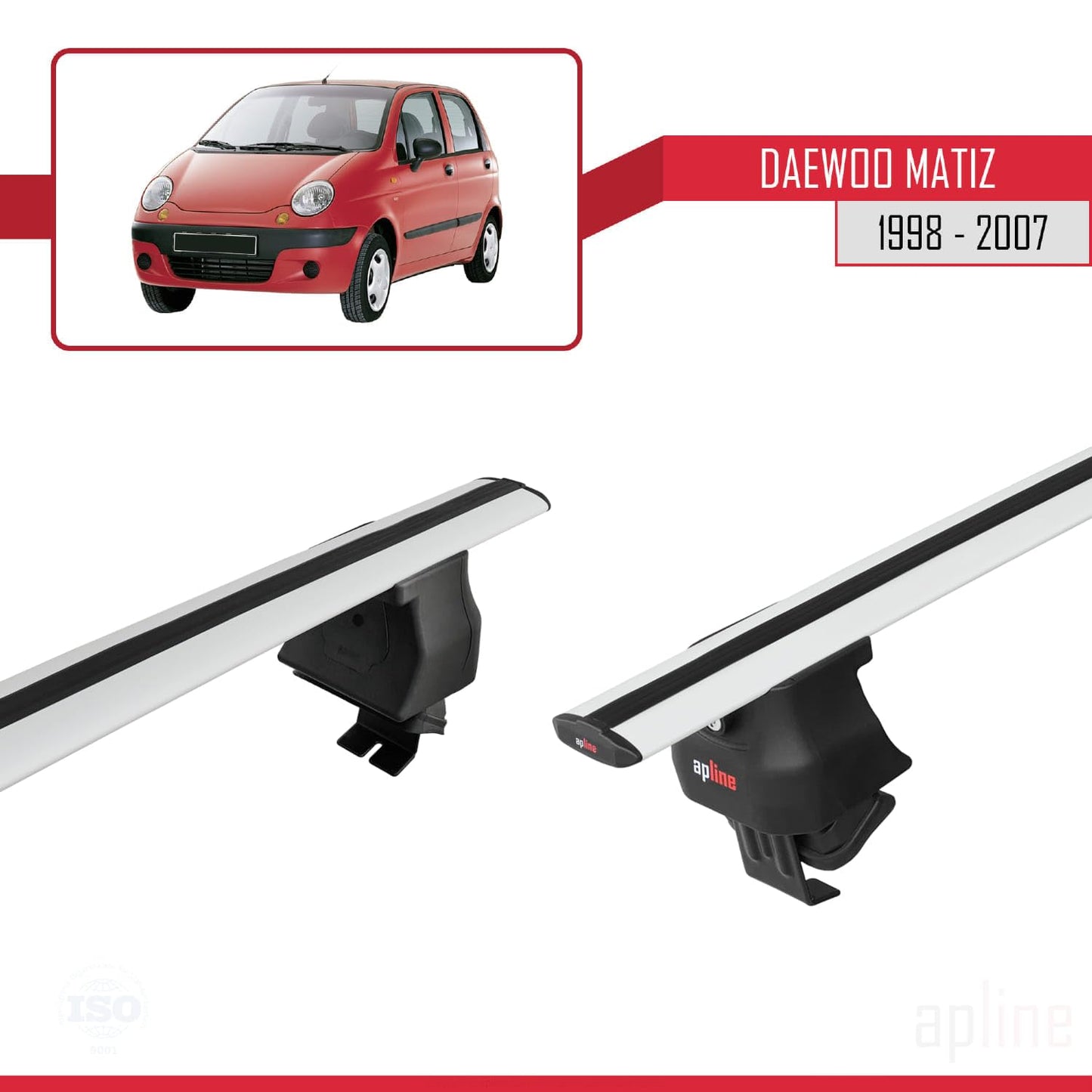 Compatible with Daewoo Matiz 1998-2007 ACE-4 Car Roof Rack Cross Bar Grey Aluminium 2 Bars