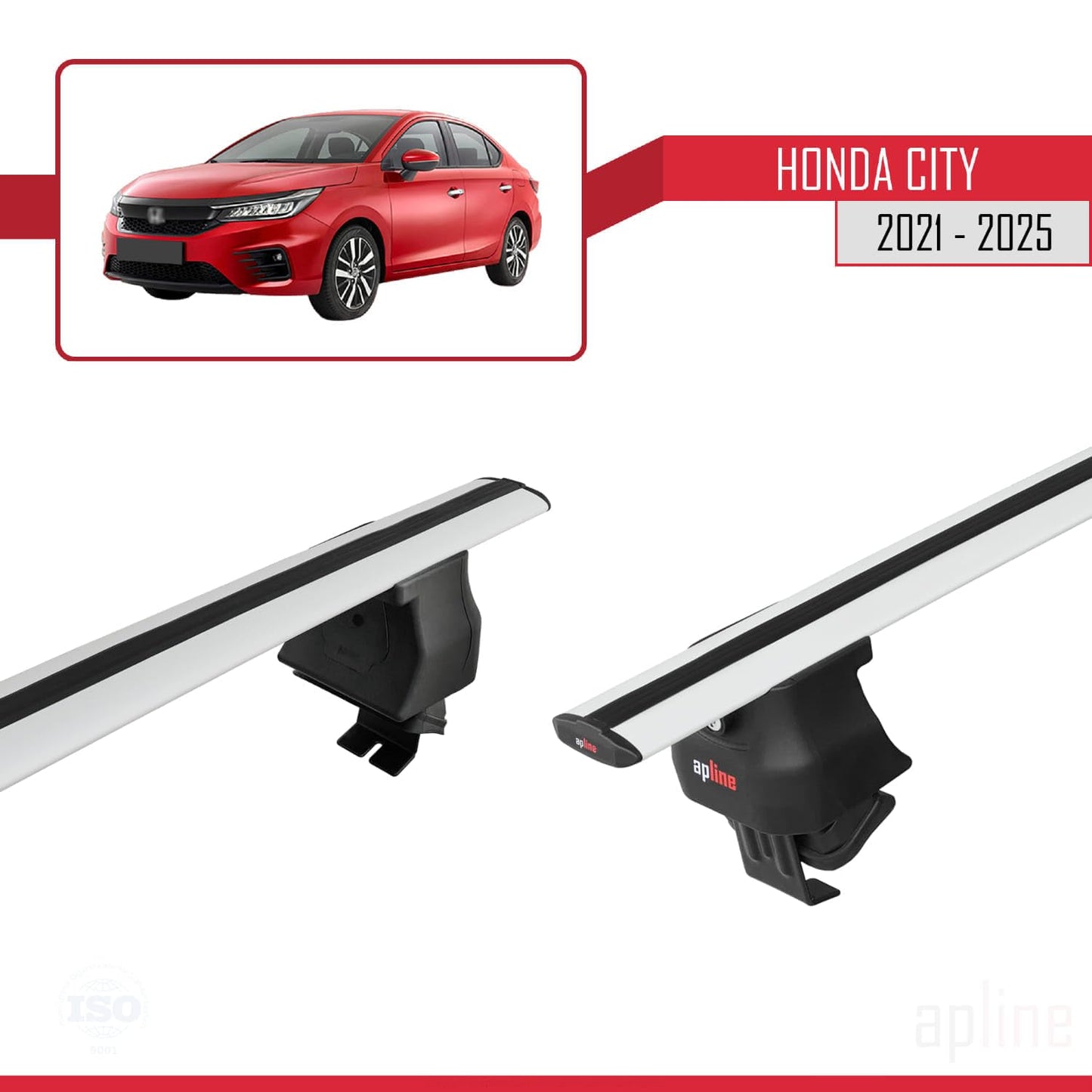 Compatible with Honda City 2021-2025 ACE-4 Car Roof Rack Cross Bar Grey Aluminium 2 Bars