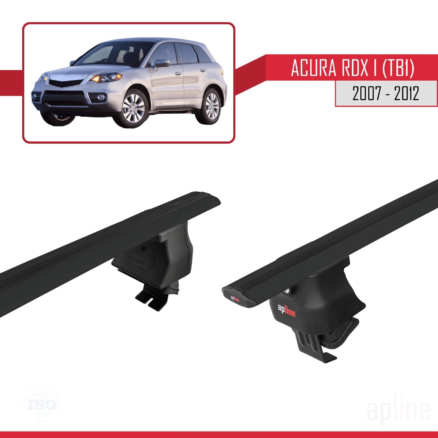 Compatible with Acura RDX (TB1/2) 2007-2012 ACE-4 Car Roof Rack Cross Bar Black Aluminium 2 Bars