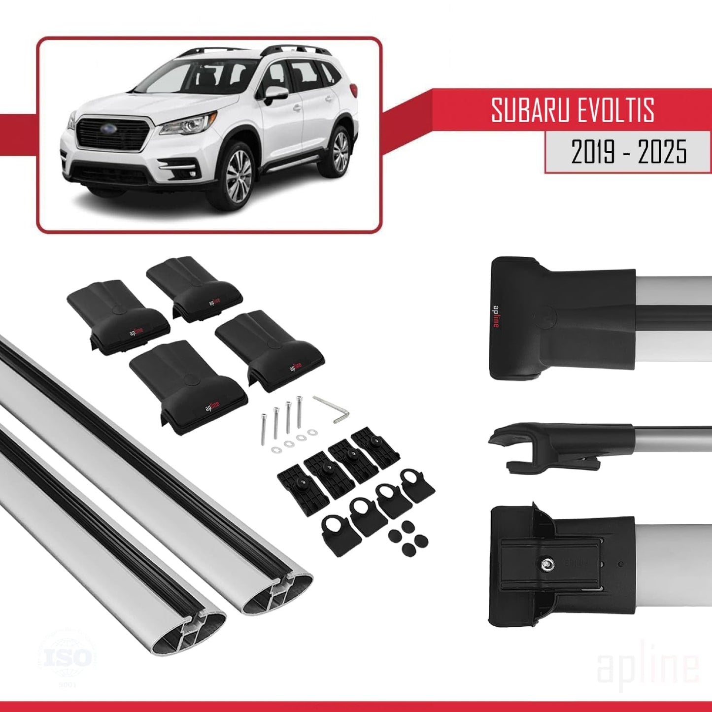 Compatible with Subaru Evoltis 2019-2025 Fly Model Car Roof Rack Cross Bar Grey Aluminium 2 Bars