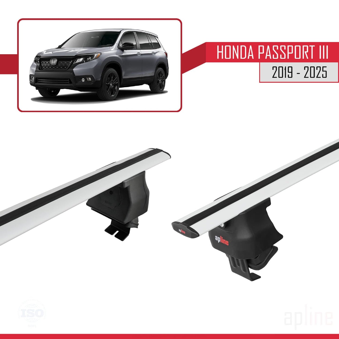 Compatible with Honda Passport 3 (YF7/8) 2019-2025 ACE-4 Car Roof Rack Cross Bar Grey Aluminium 2 Bars
