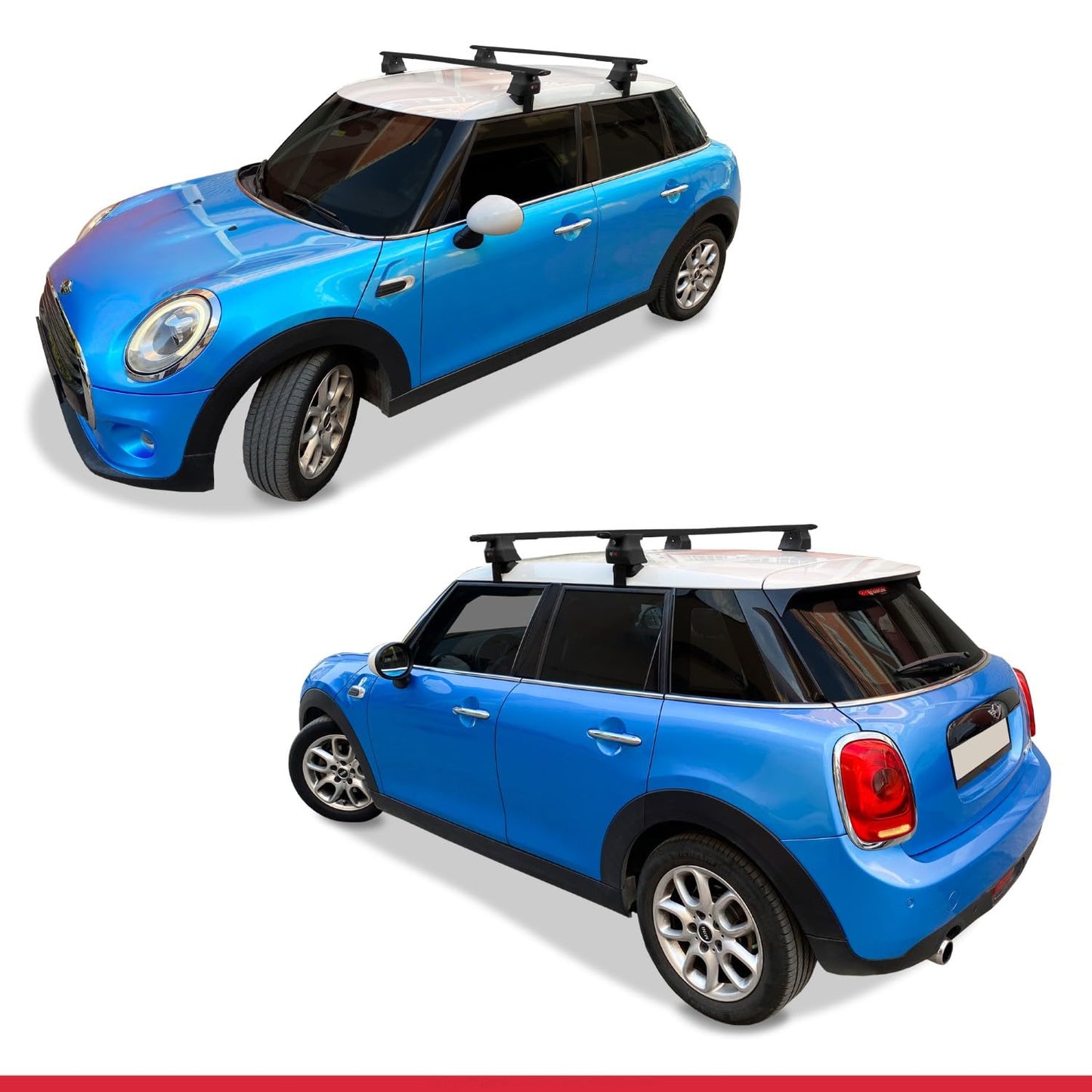 Compatible with Mini Cooper (F55) 2014-2024 ACE-4 Car Roof Rack Cross Bar Black Aluminium 2 Bars