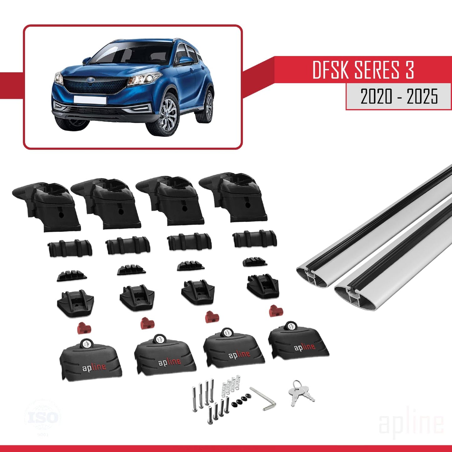 Compatible with DFSK Glory/Seres 3 2020-2025 ACE-2 Car Roof Rack Cross Bar Grey Aluminium 2 Bars