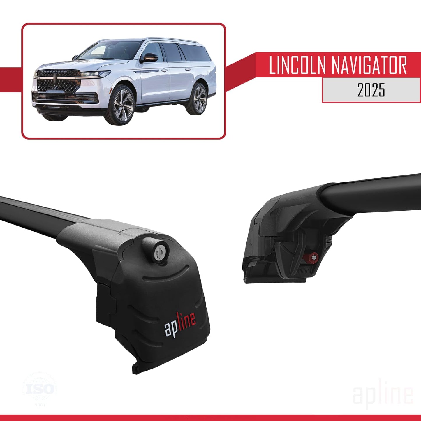Compatible with Lincoln Navigator 2025 ACE-2 Car Roof Rack Cross Bar Black Aluminium 2 Bars