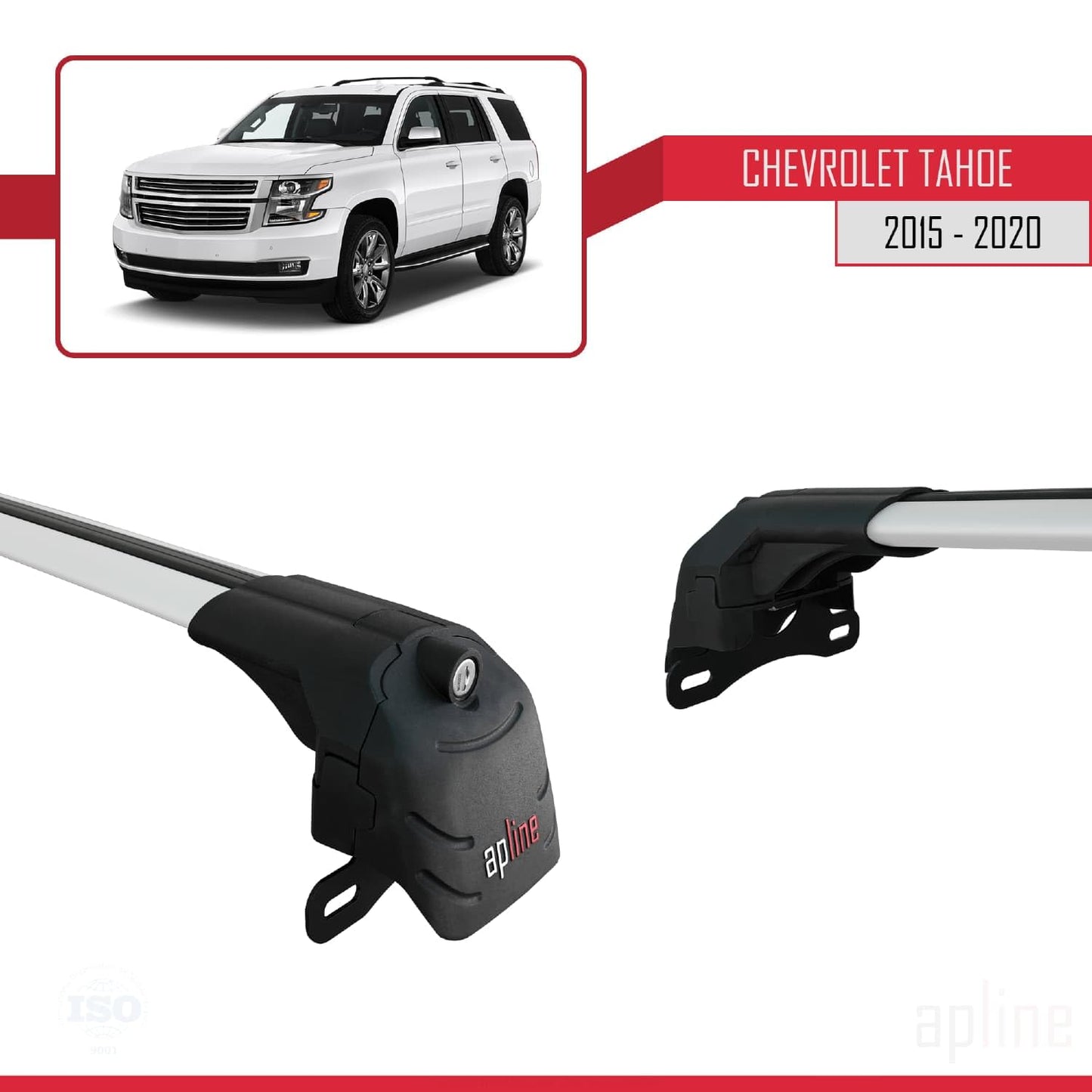 Compatible with Chevrolet Tahoe 4 2015-2020 ACE-2 Car Roof Rack Cross Bar Grey Aluminium 2 Bars