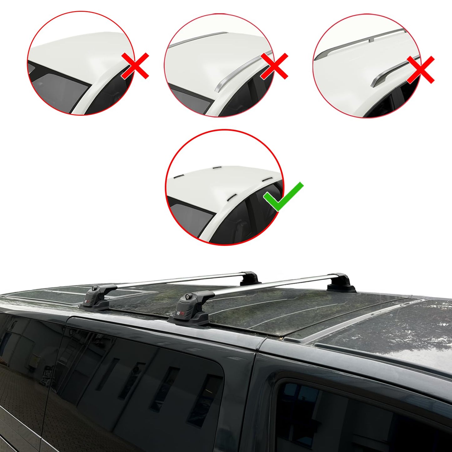 Compatible with Peugeot Expert Van 2017-2025 ACE-3 Car Roof Rack Cross Bar Grey Aluminium 2 Bars