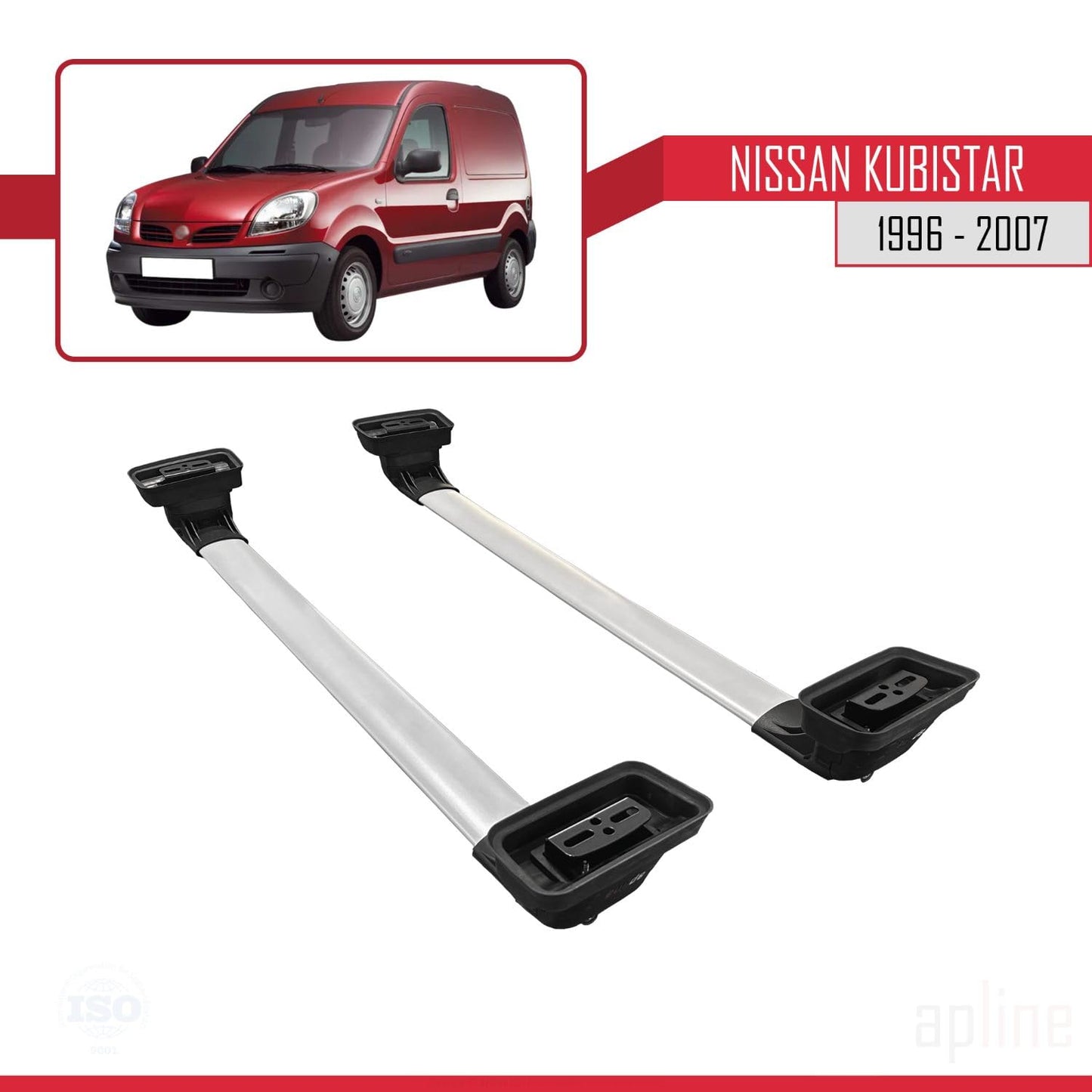 Compatible with Nissan Kubistar 1996-2007 ACE-3 Car Roof Rack Cross Bar Grey Aluminium 2 Bars