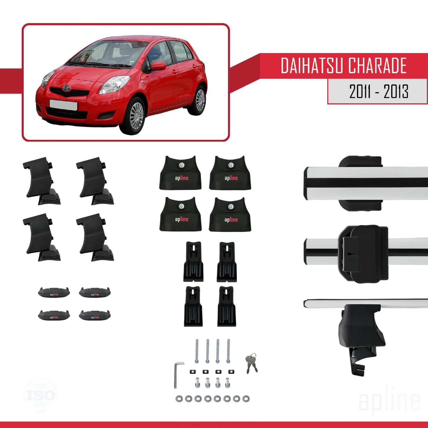 Compatible with Daihatsu Charade 2011-2013 ACE-4 Car Roof Rack Cross Bar Grey Aluminium 2 Bars