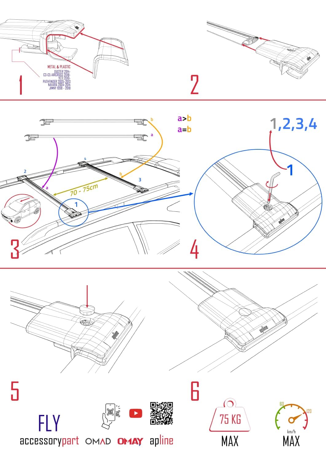 Compatible with Skoda Fabia (6Y) SW 2000-2006 Fly Model Car Roof Rack Cross Bar Grey Aluminium 2 Bars