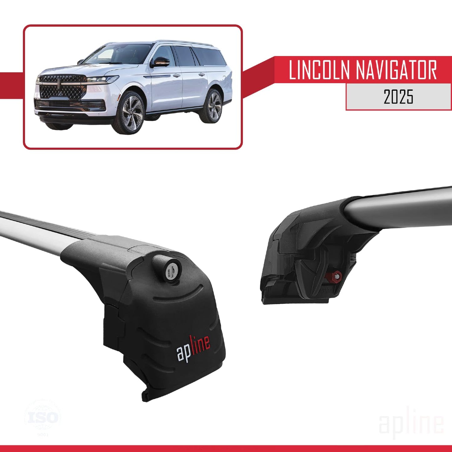 Compatible with Lincoln Navigator 2025 ACE-2 Car Roof Rack Cross Bar Grey Aluminium 2 Bars