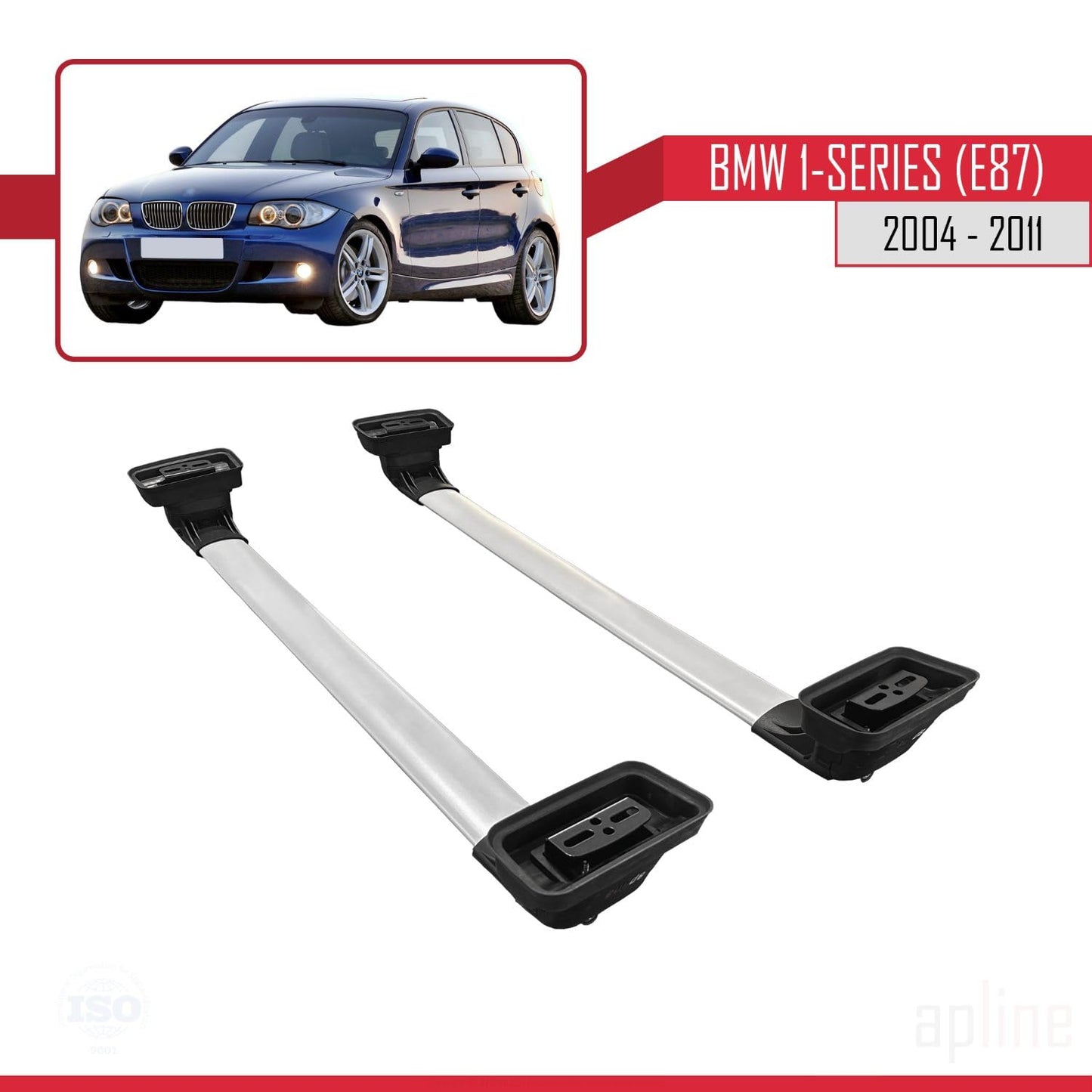 Compatible with BMW 1 Series (E87) 2004-2011 ACE-3 Car Roof Rack Cross Bar Grey Aluminium 2 Bars
