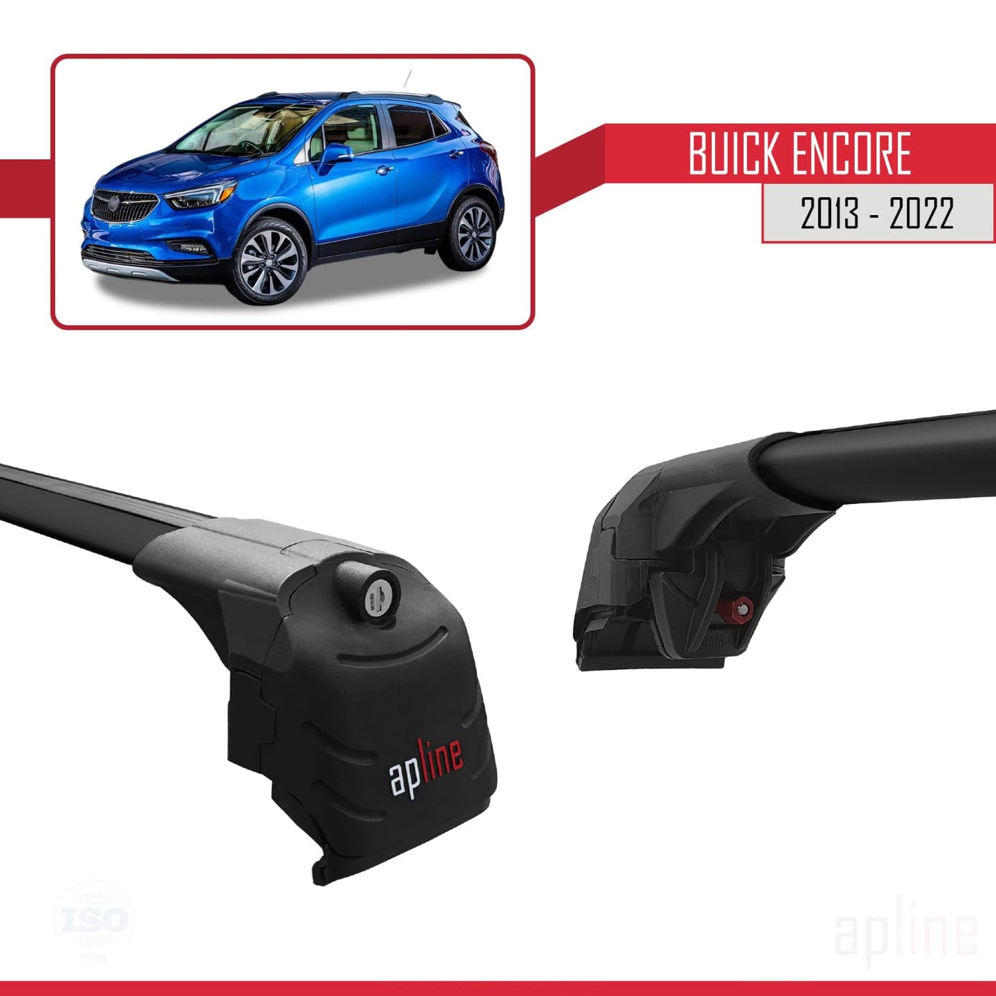 Compatible with Buick Encore 2013-2022 ACE-2 Car Roof Rack Cross Bar Black Aluminium 2 Bars