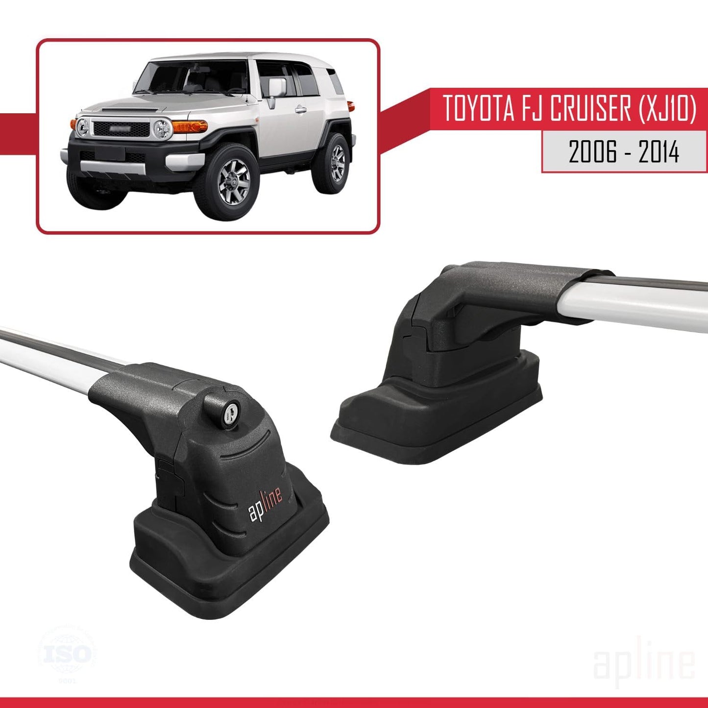 Compatible with Toyota FJ Cruiser (XJ10) 2006-2014 ACE-3 Car Roof Rack Cross Bar Grey Aluminium 2 Bars