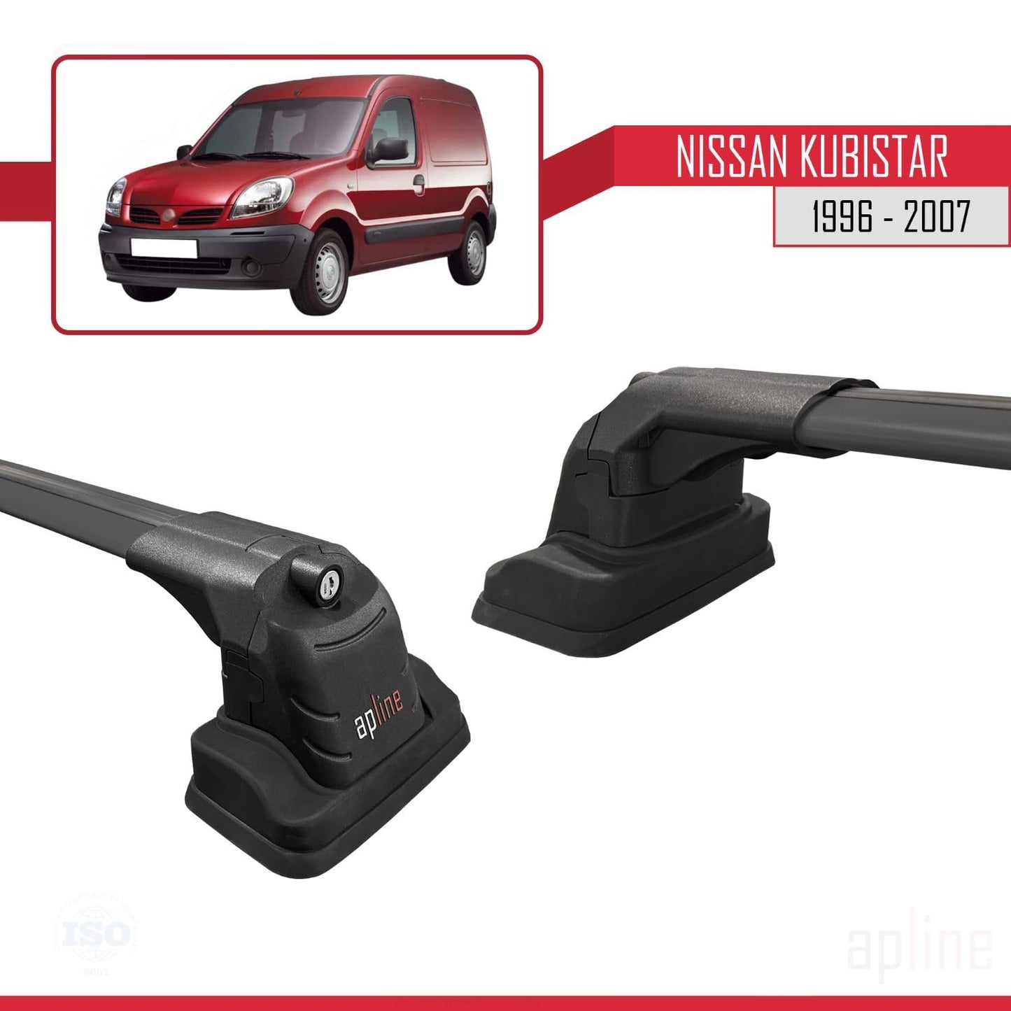 Compatible with Nissan Kubistar 1996-2007 ACE-3 Car Roof Rack Cross Bar Black Aluminium 2 Bars