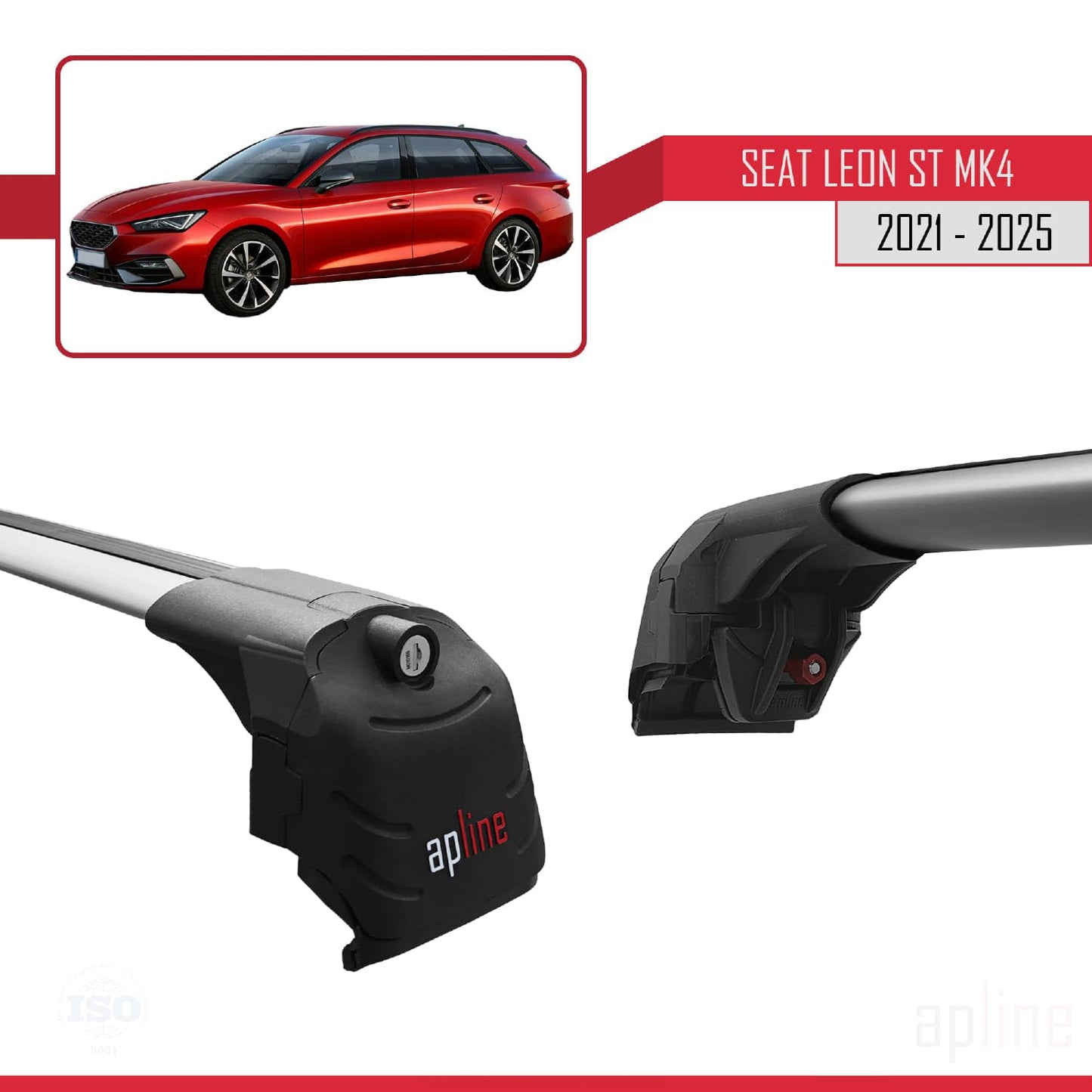 Compatible with Seat/Cupra Leon 4 ST 2021-2025 ACE-2 Car Roof Rack Cross Bar Grey Aluminium 2 Bars