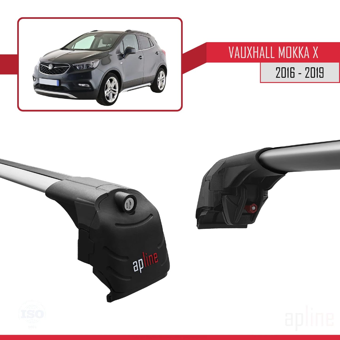 Compatible with Vauxhall Mokka X (J13) 2016-2019 ACE-2 Car Roof Rack Cross Bar Grey Aluminium 2 Bars