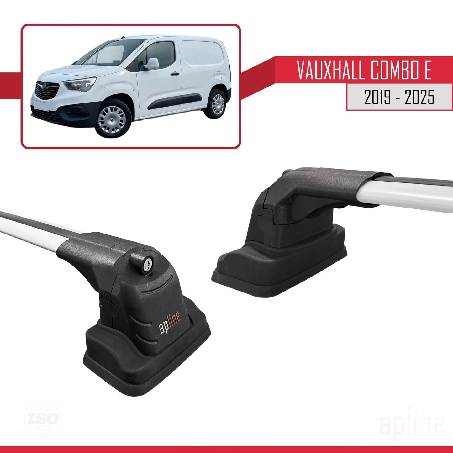 Compatible with Vauxhall Combo E 2019-2025 ACE-3 Car Roof Rack Cross Bar Grey Aluminium 2 Bars