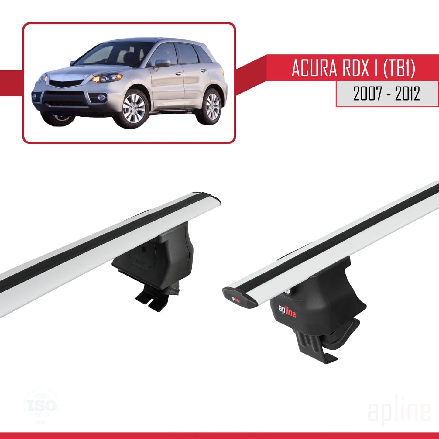 Compatible with Acura RDX (TB1/2) 2007-2012 ACE-4 Car Roof Rack Cross Bar Grey Aluminium 2 Bars