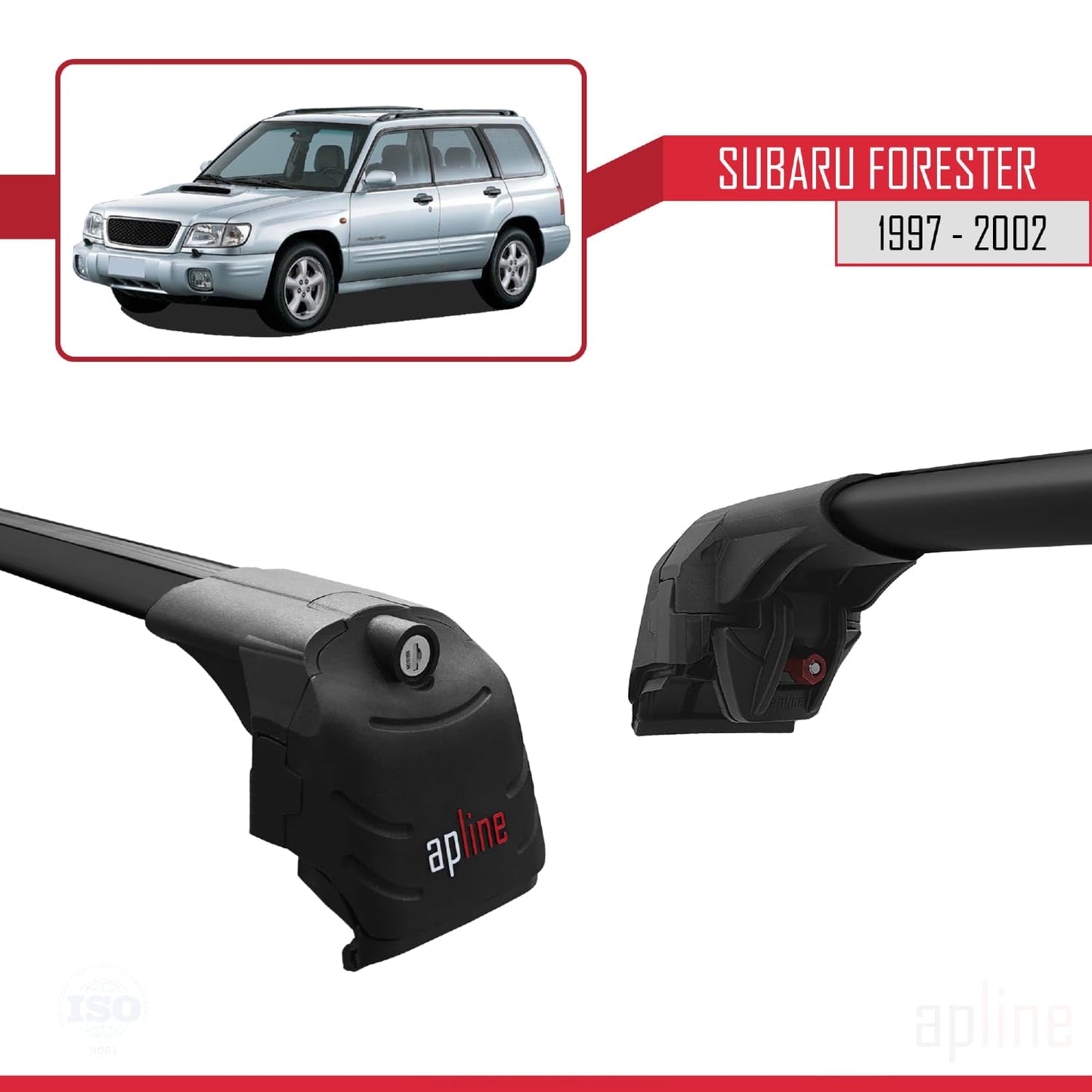 Compatible with Subaru Forester (SF) 1997-2002 ACE-2 Car Roof Rack Cross Bar Black Aluminium 2 Bars