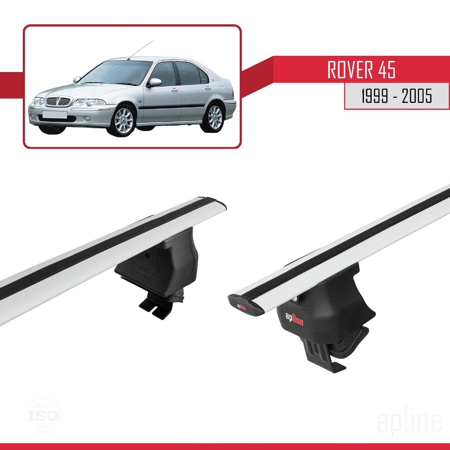 Compatible with Rover 45 1999-2005 ACE-4 Car Roof Rack Cross Bar Grey Aluminium 2 Bars