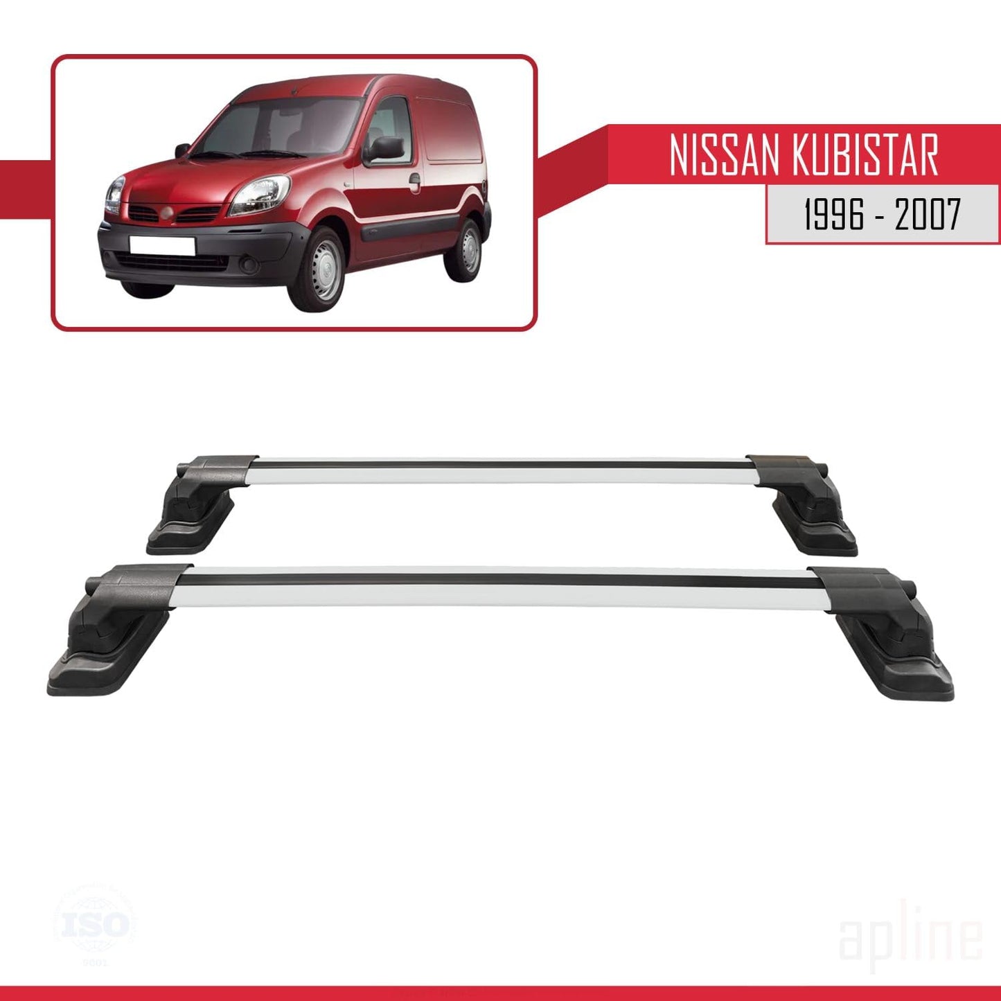 Compatible with Nissan Kubistar 1996-2007 ACE-3 Car Roof Rack Cross Bar Grey Aluminium 2 Bars