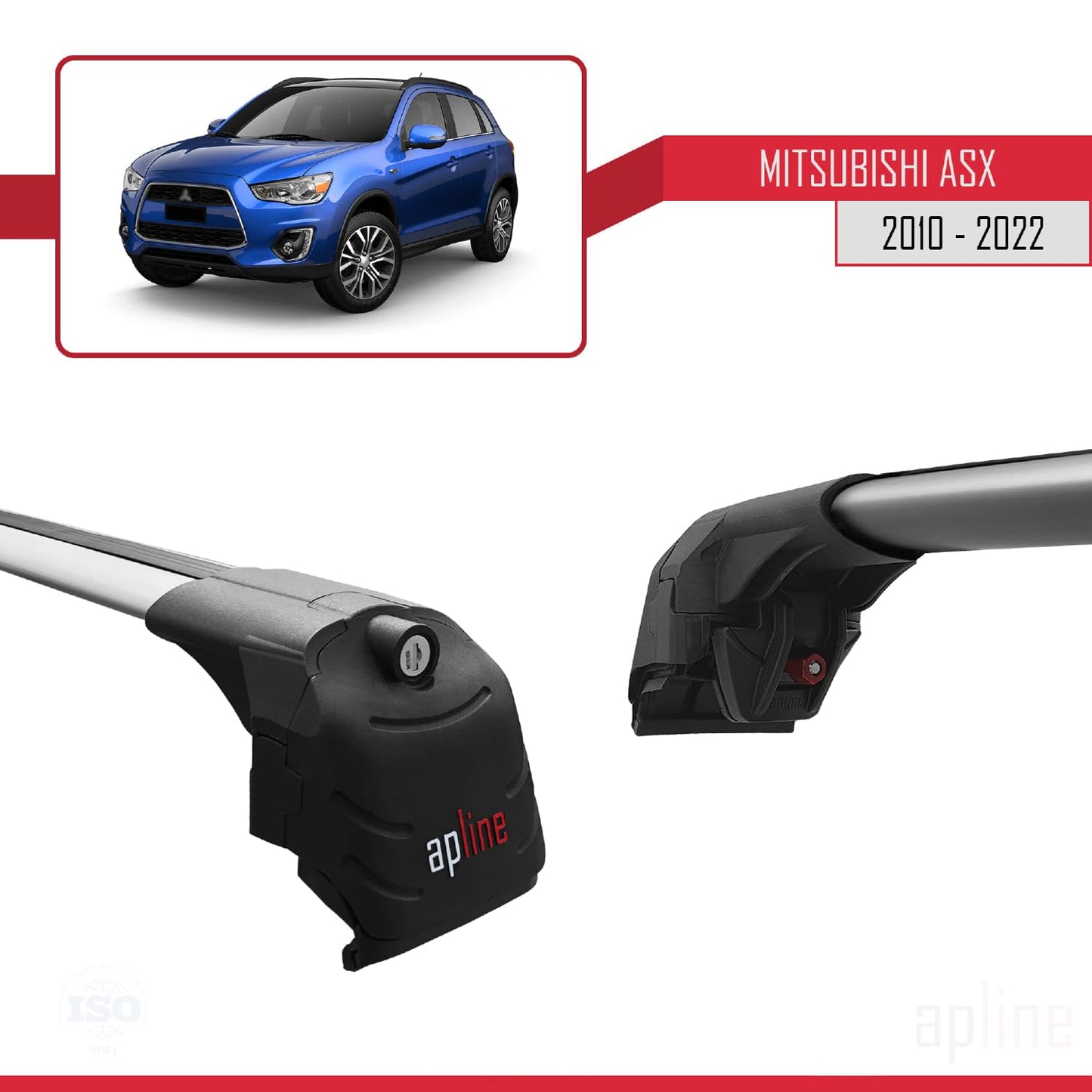Compatible with Mitsubishi ASX (GA) 2010-2022 ACE-2 Car Roof Rack Cross Bar Grey Aluminium 2 Bars