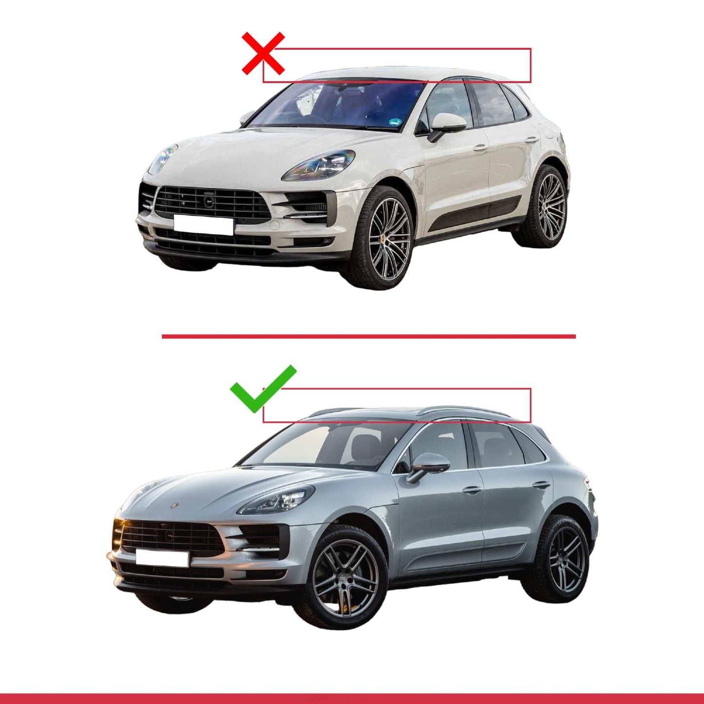 Compatible with Porsche Macan (95B) 2014-2024 HOOK Model Car Roof Rack Cross Bar Black Aluminium 2 Bars