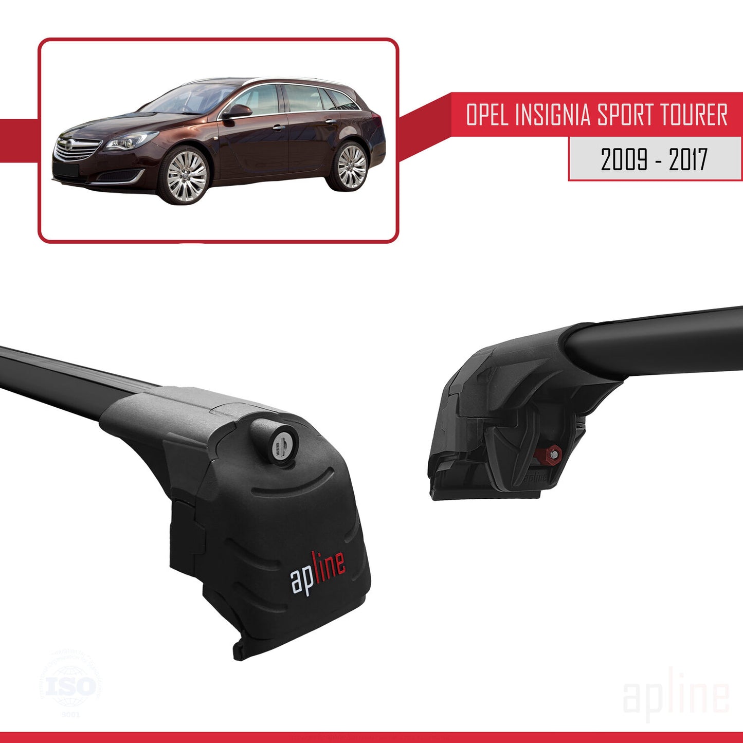 Compatible with Opel Insignia (G09) ST 2009-2017 ACE-2 Car Roof Rack Cross Bar Black Aluminium 2 Bars