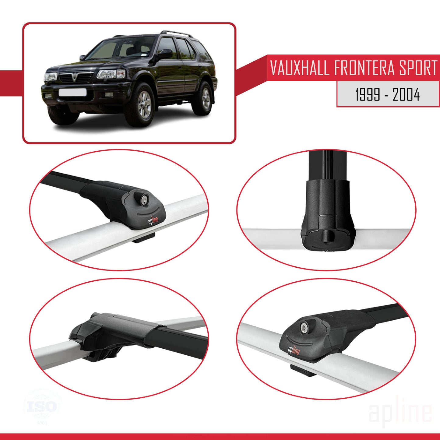 Compatible with Vauxhall Frontera 2 Sport 1999-2004 ACE-1 Car Roof Rack Cross Bar Black Aluminium 2 Bars