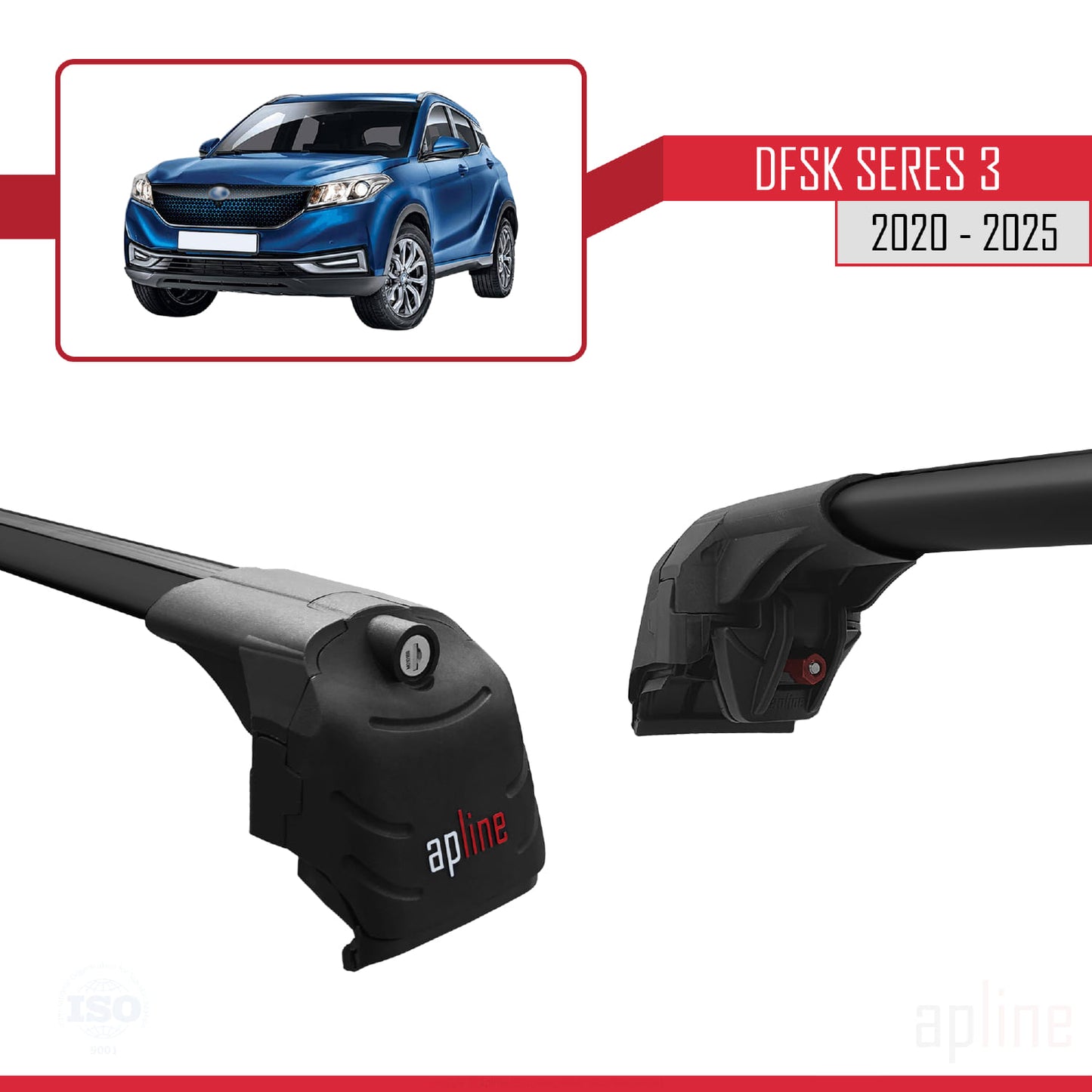 Compatible with DFSK Glory/Seres 3 2020-2025 ACE-2 Car Roof Rack Cross Bar Black Aluminium 2 Bars