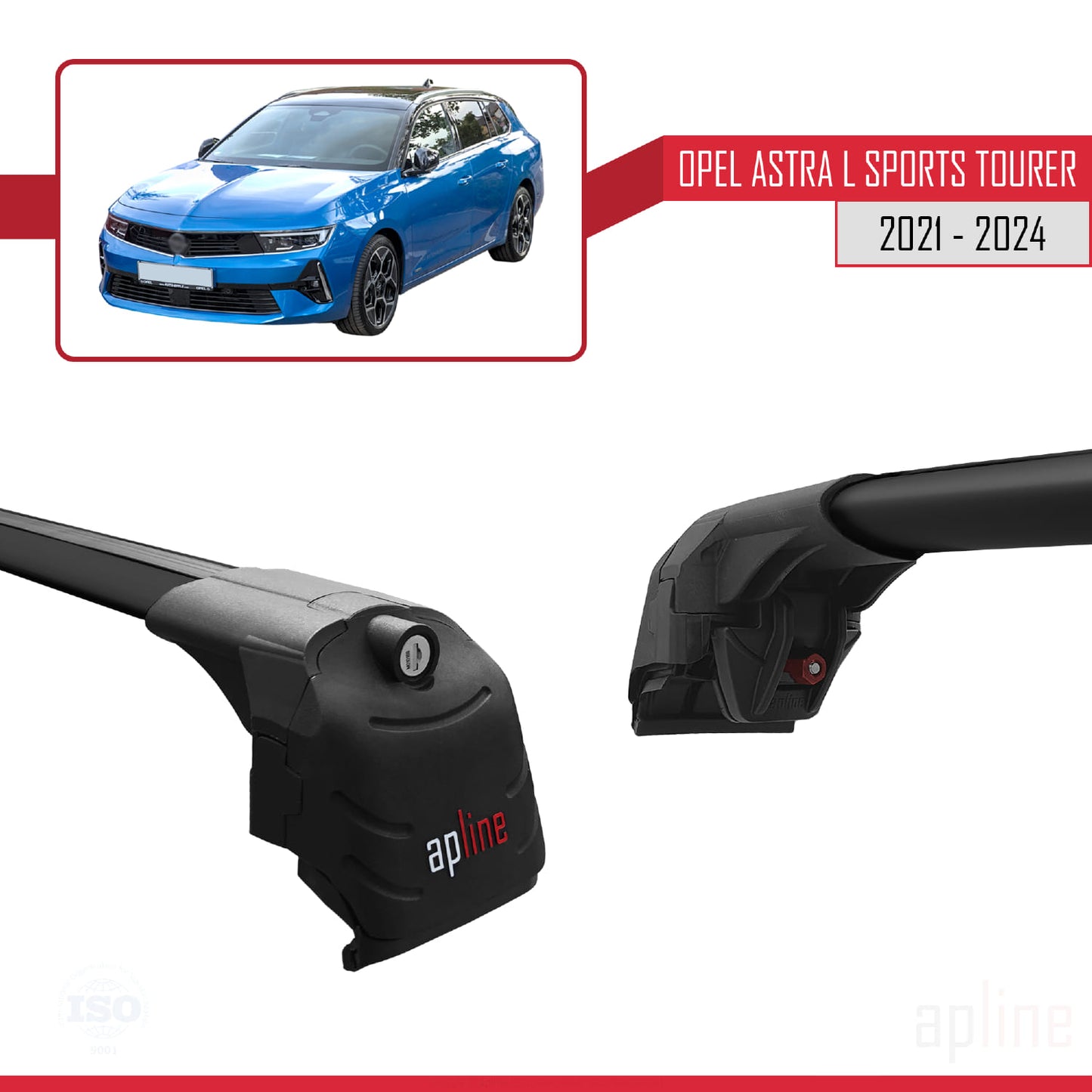 Compatible with Opel Astra L Sports Tourer 2021-2024 ACE-2 Car Roof Rack Cross Bar Black Aluminium 2 Bars