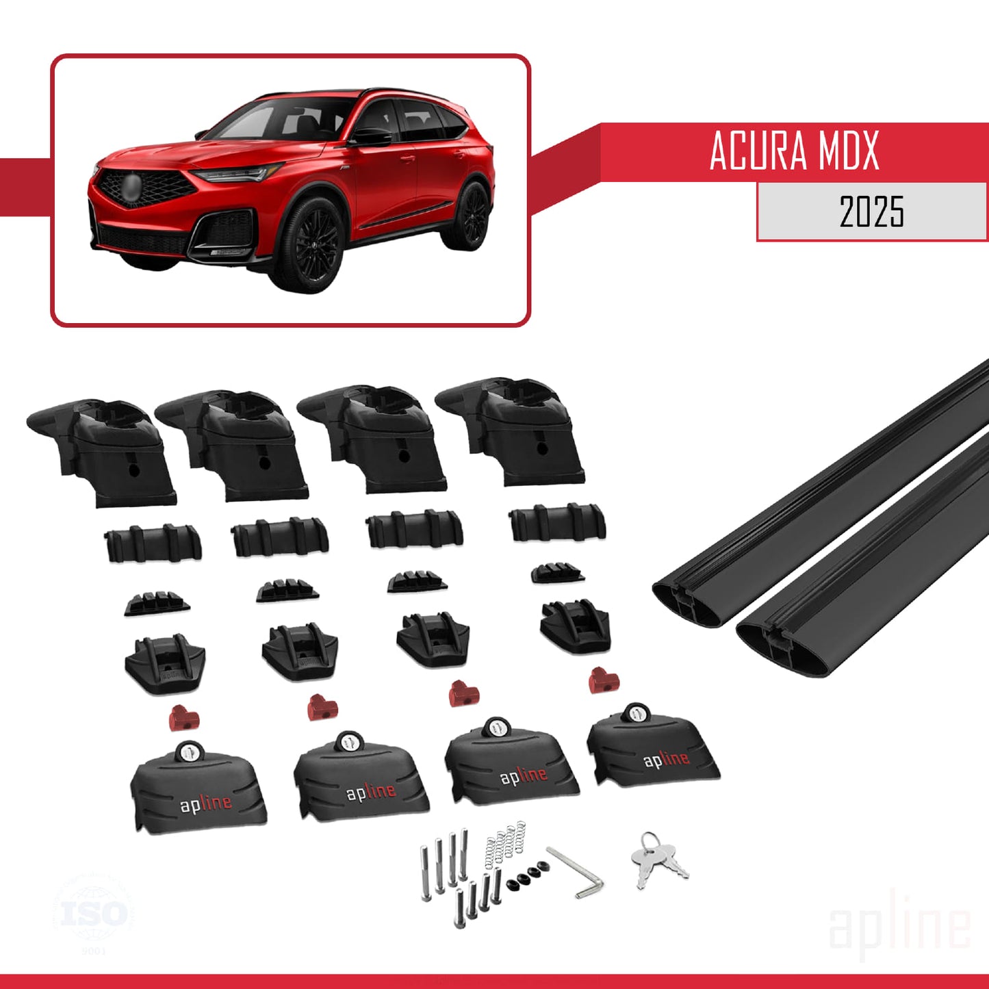 Compatible with Audi Q7 2024-2025 ACE-2 Car Roof Rack Cross Bar Black Aluminium 2 Bars