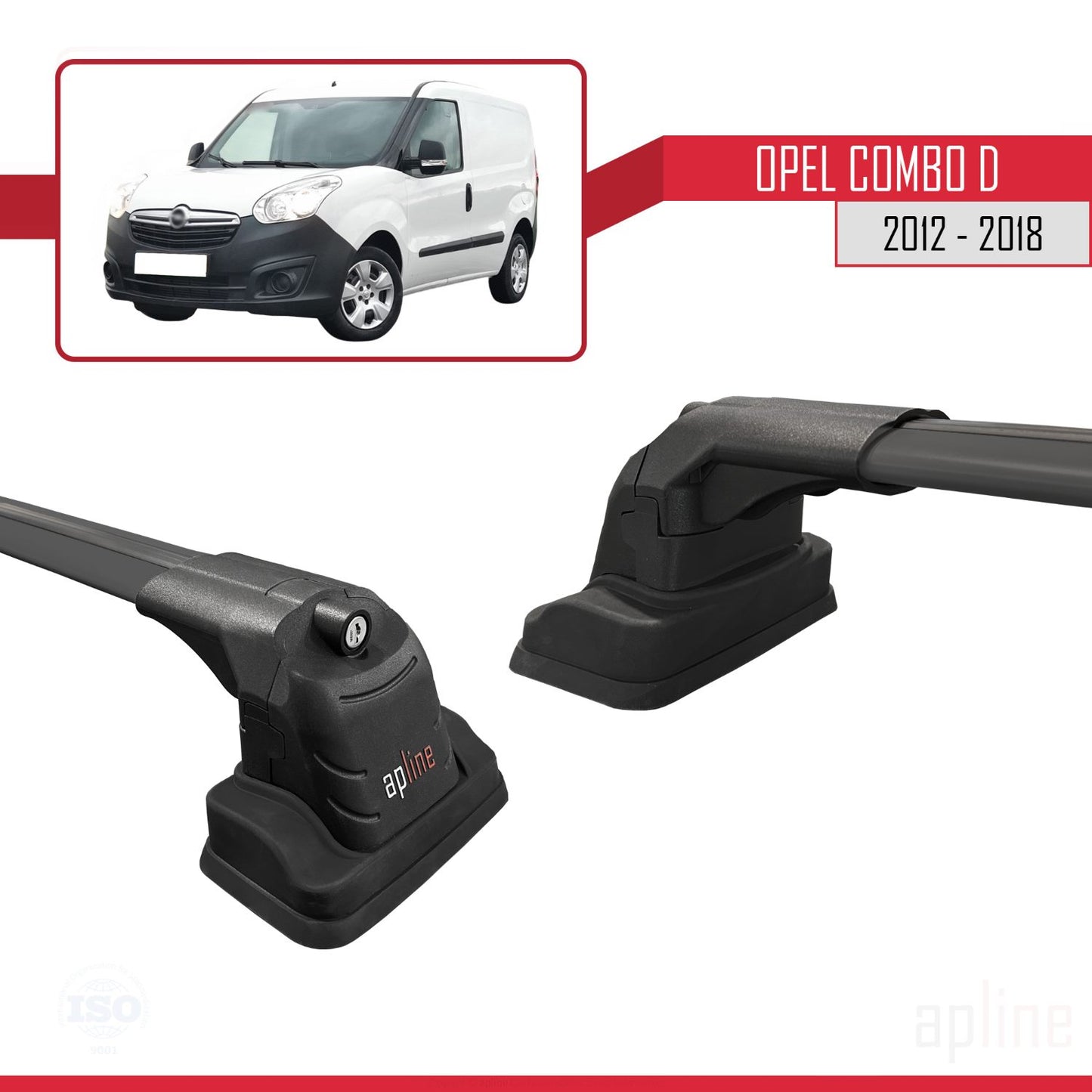 Compatible with Opel Combo D 2012-2018 ACE-3 Car Roof Rack Cross Bar Black Aluminium 2 Bars