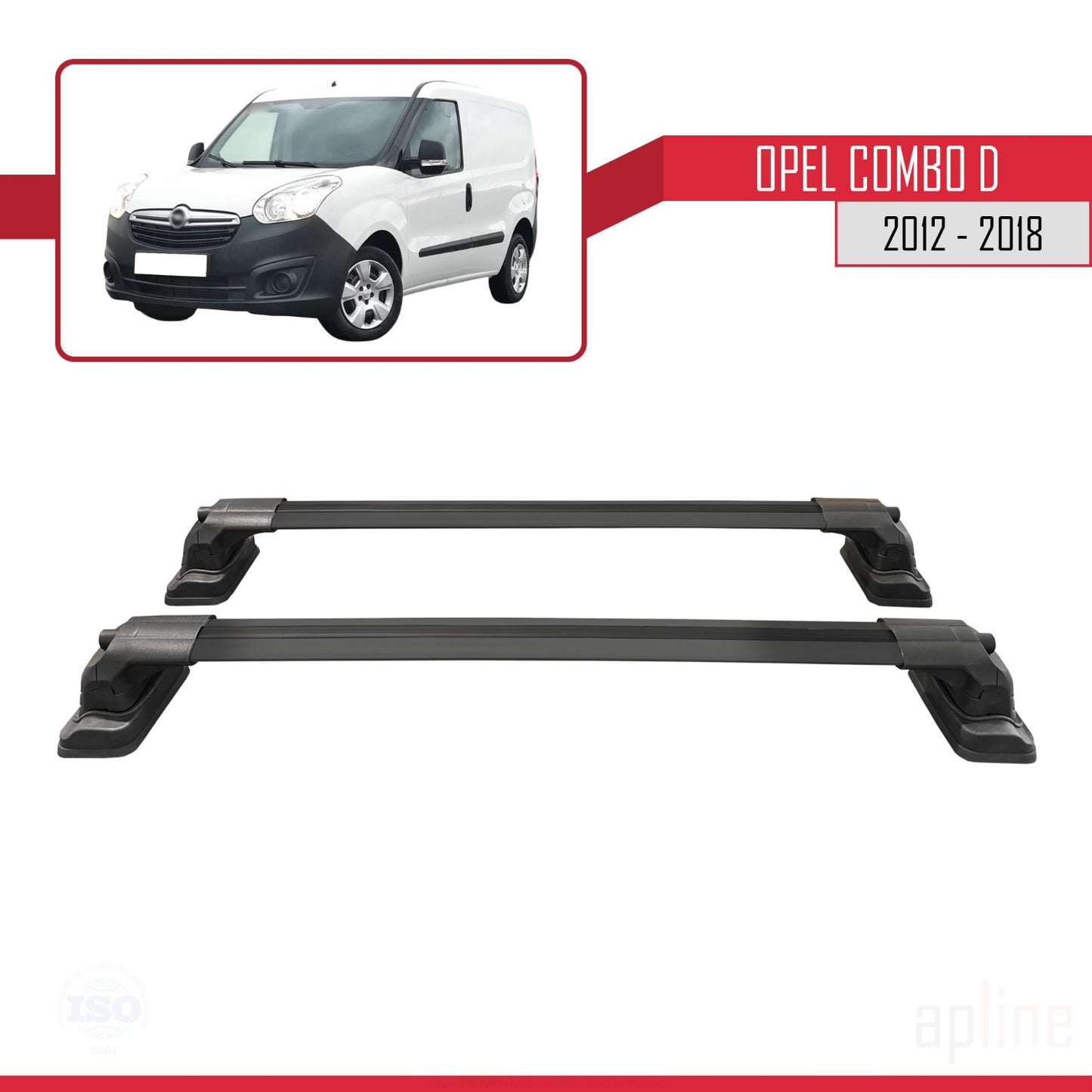Compatible with Opel Combo D 2012-2018 ACE-3 Car Roof Rack Cross Bar Black Aluminium 2 Bars