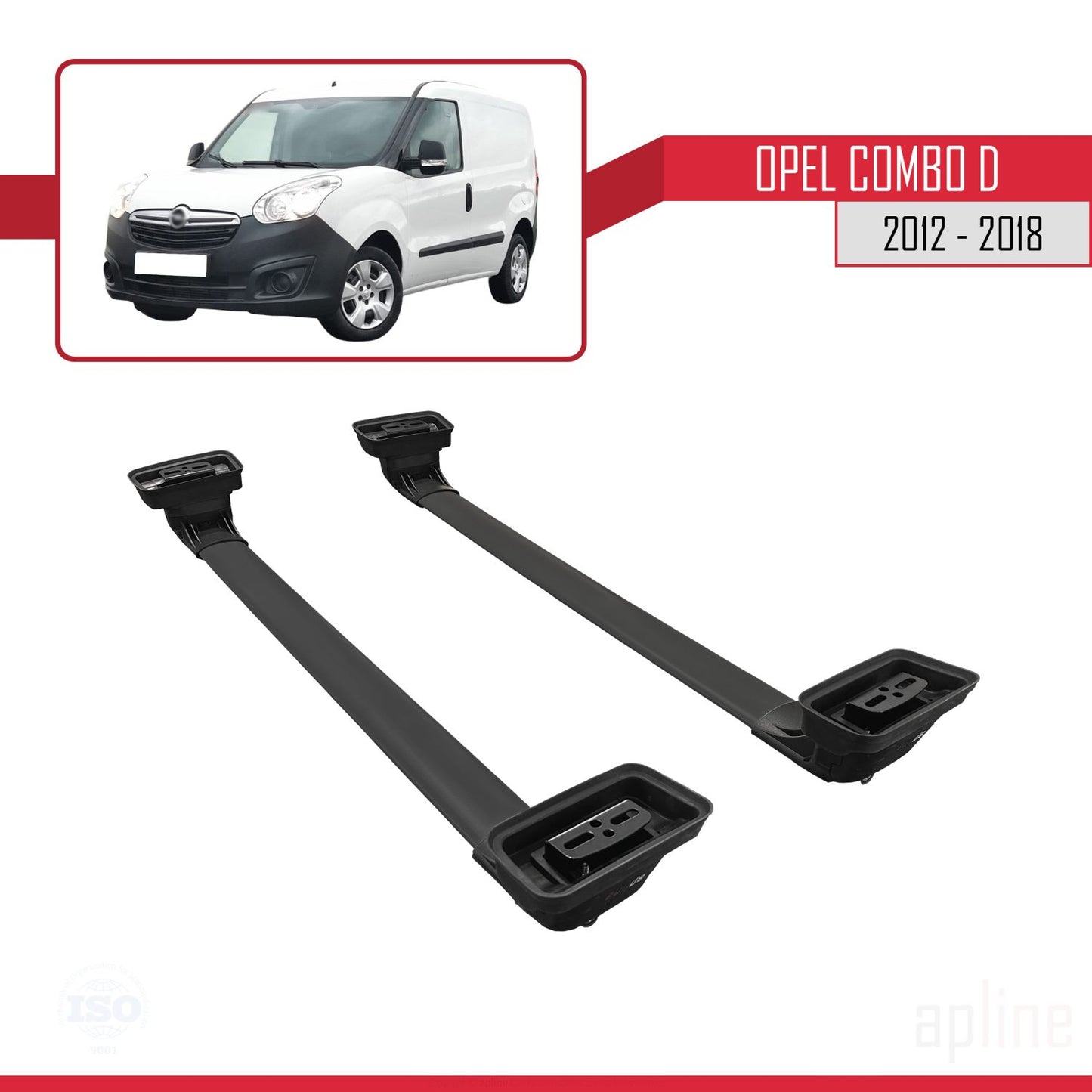 Compatible with Opel Combo D 2012-2018 ACE-3 Car Roof Rack Cross Bar Black Aluminium 2 Bars
