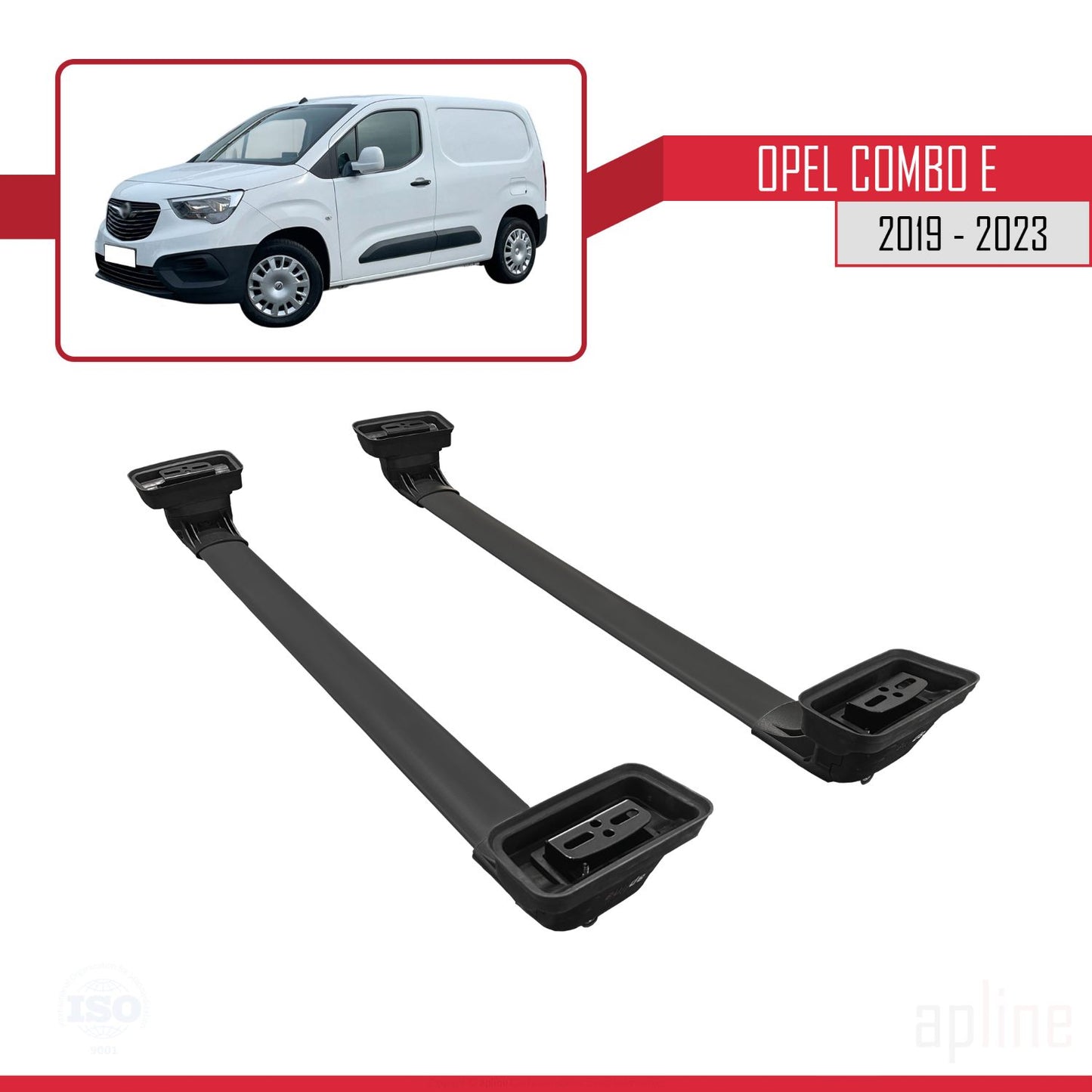 Compatible with Opel Combo E 2019-2023 ACE-3 Car Roof Rack Cross Bar Black Aluminium 2 Bars