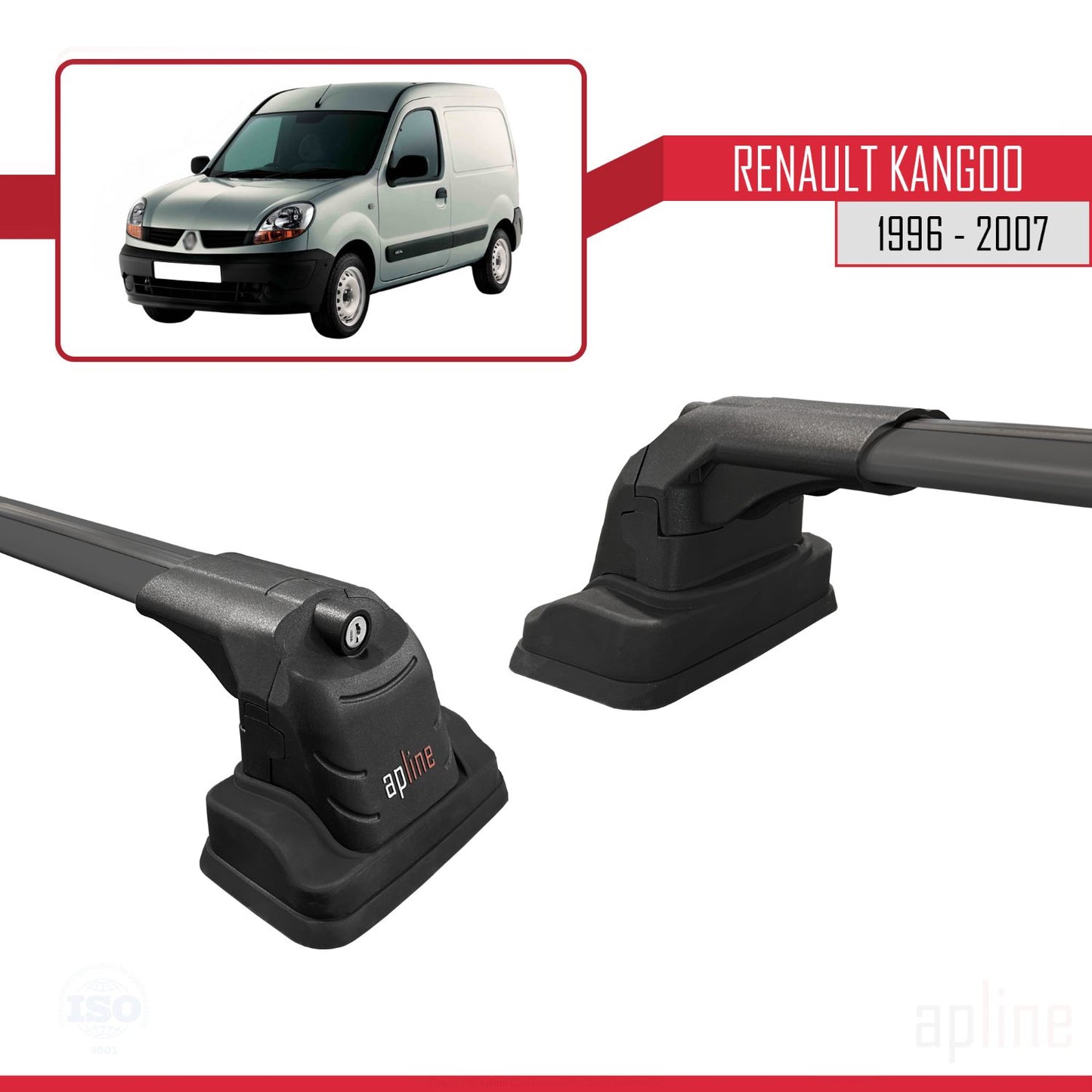 Compatible with Renault Kangoo 1996-2007 ACE-3 Car Roof Rack Cross Bar Black Aluminium 2 Bars