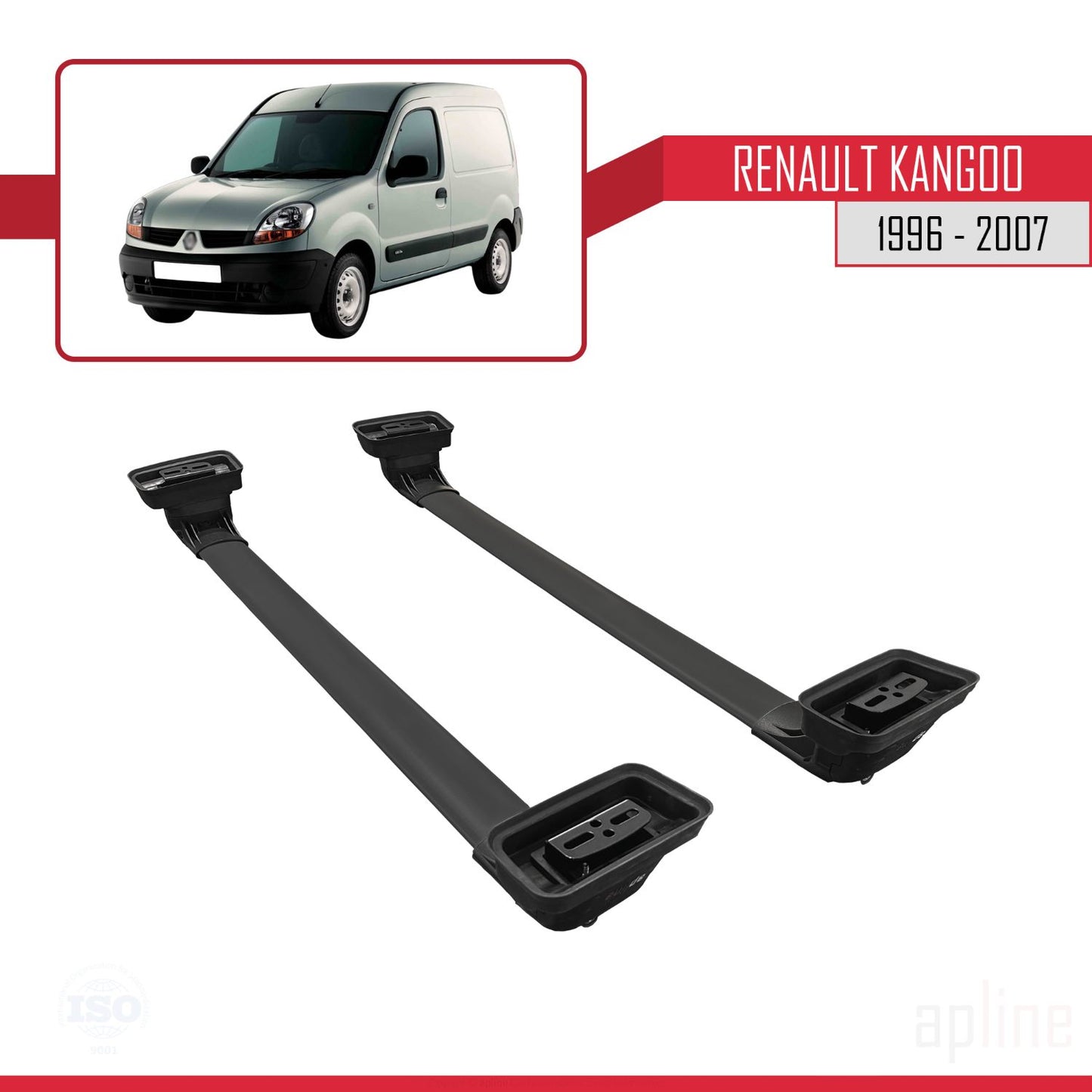 Compatible with Renault Kangoo 1996-2007 ACE-3 Car Roof Rack Cross Bar Black Aluminium 2 Bars