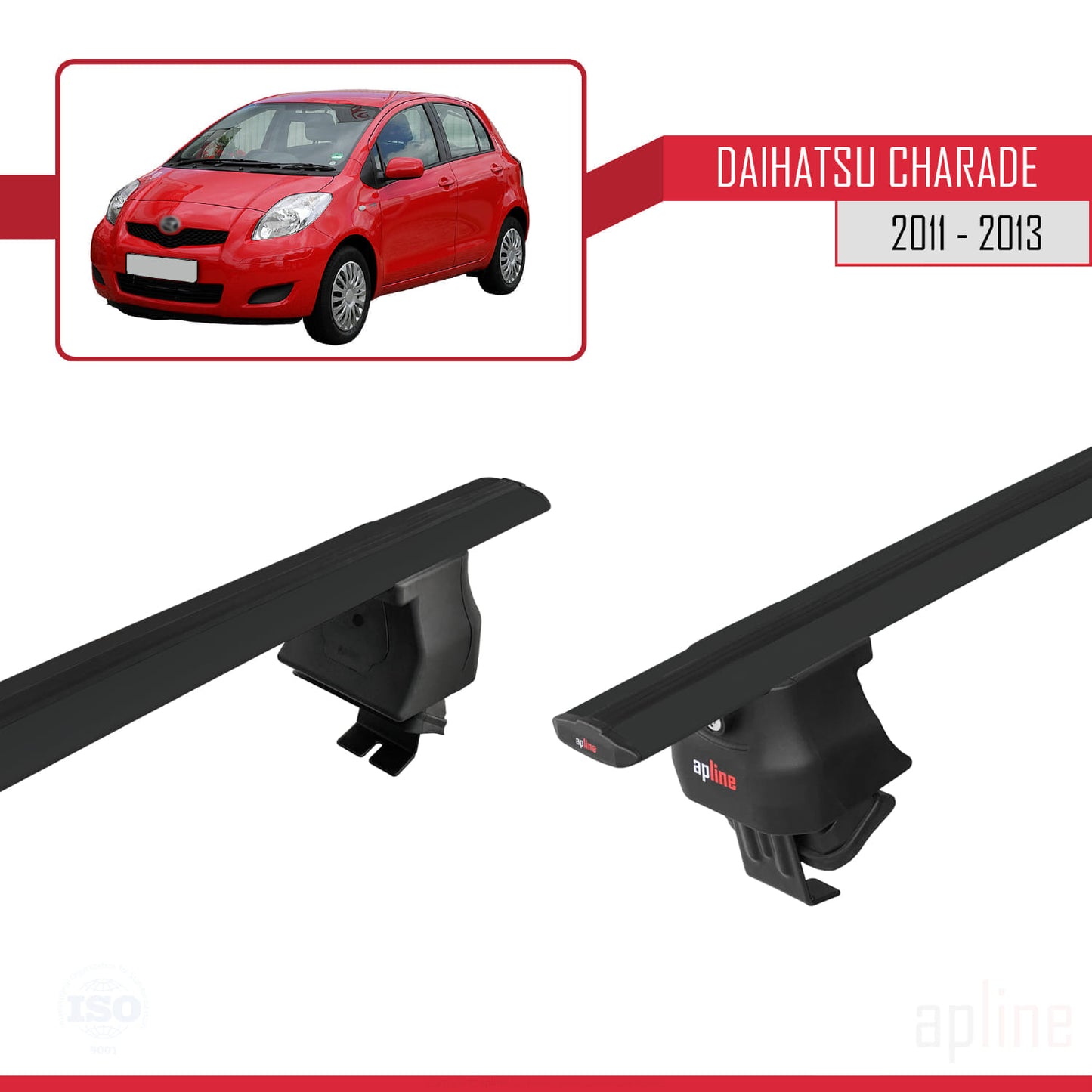 Compatible with Daihatsu Charade 2011-2013 ACE-4 Car Roof Rack Cross Bar Black Aluminium 2 Bars