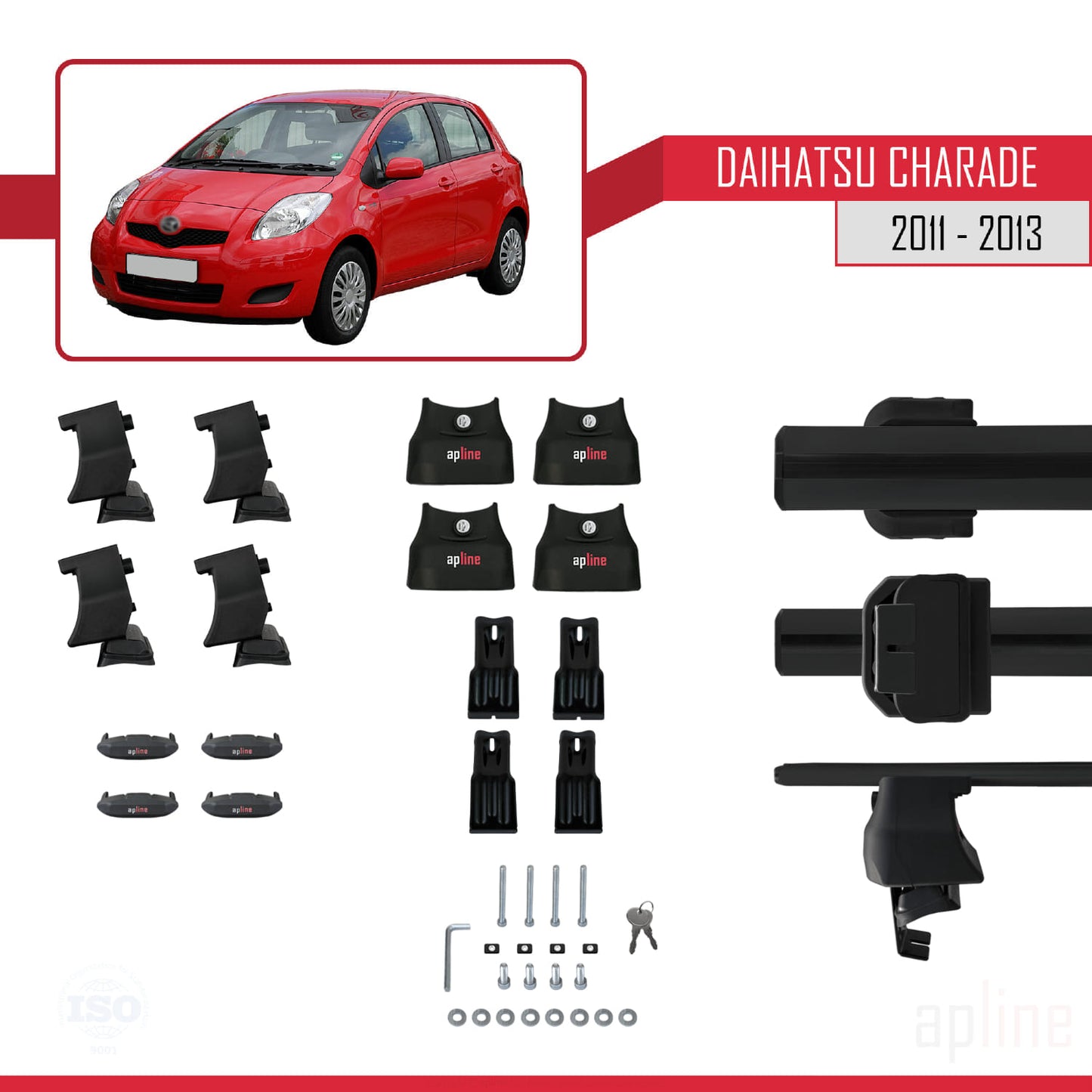 Compatible with Daihatsu Charade 2011-2013 ACE-4 Car Roof Rack Cross Bar Black Aluminium 2 Bars