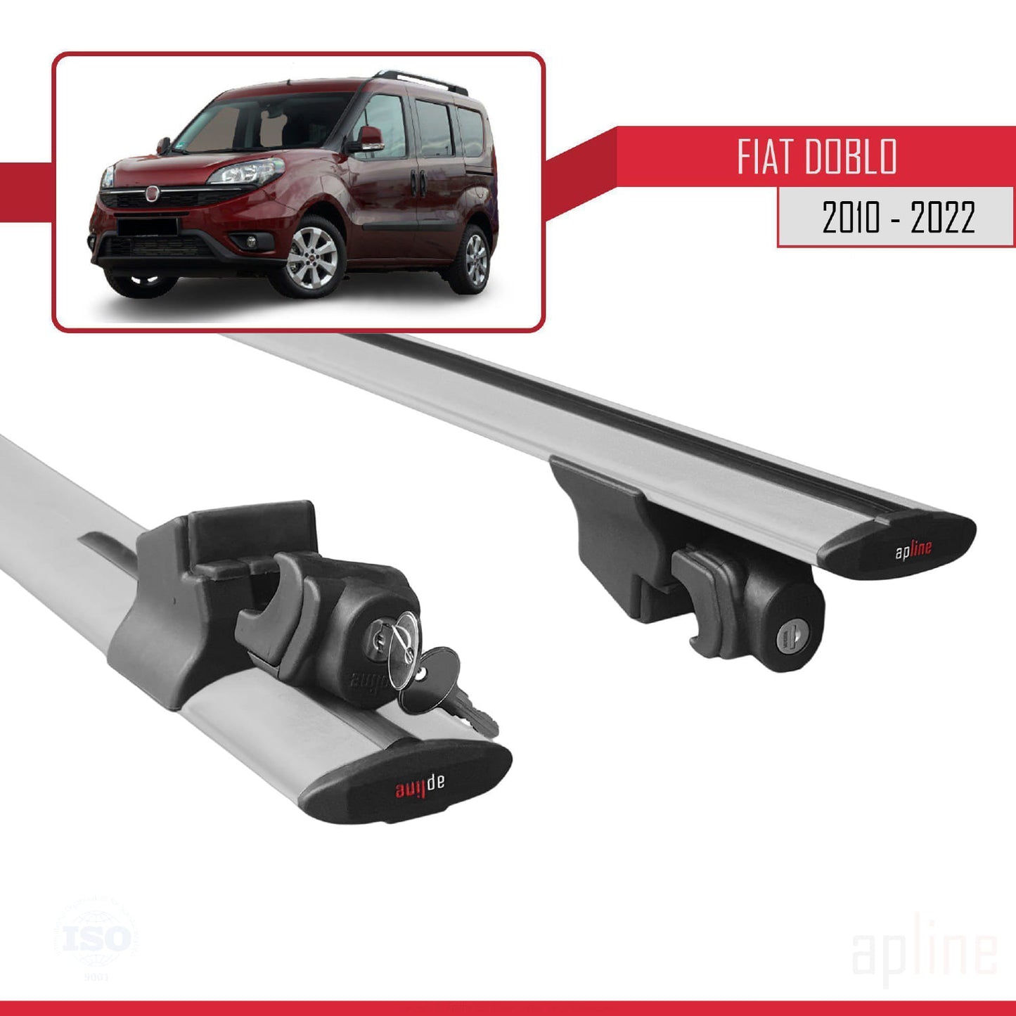 Compatible with Fiat Doblo 2 2010-2022 HOOK Model Car Roof Rack Cross Bar Grey Aluminium 2 Bars