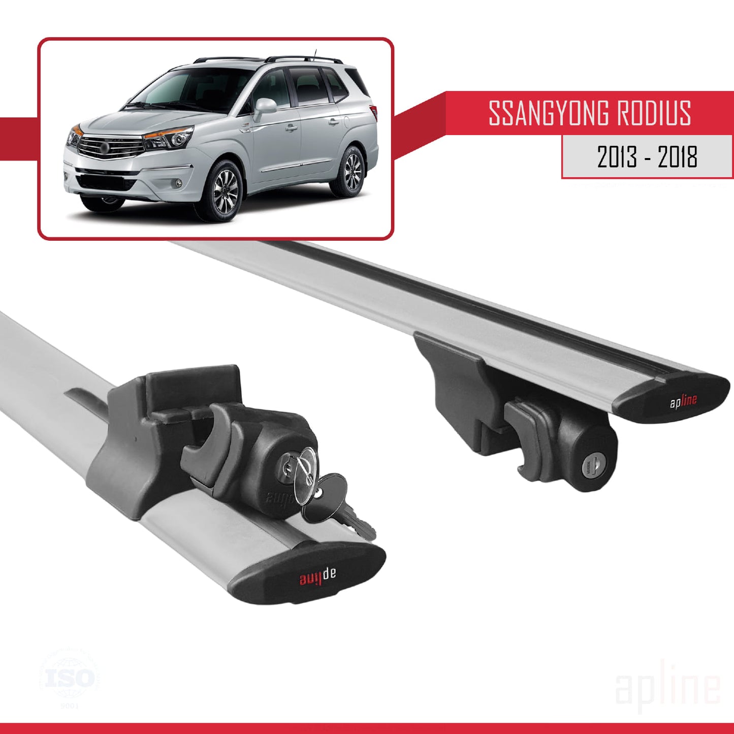 Compatible with Ssangyong Rodius 2 2013-2018 HOOK Model Car Roof Rack Cross Bar Grey Aluminium 2 Bars
