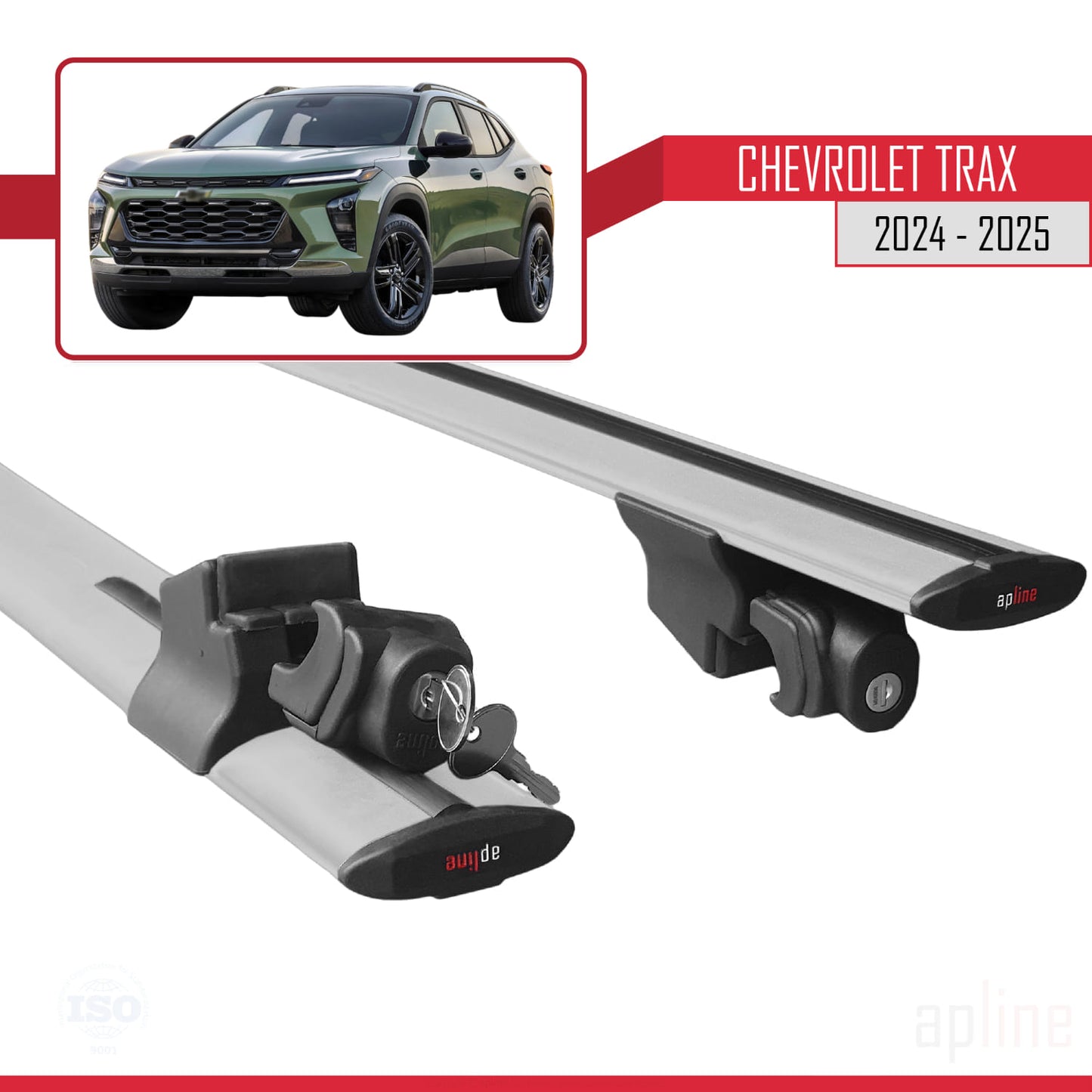 Compatible with Chevrolet Trax 2024-2025 HOOK Model Car Roof Rack Cross Bar Grey Aluminium 2 Bars