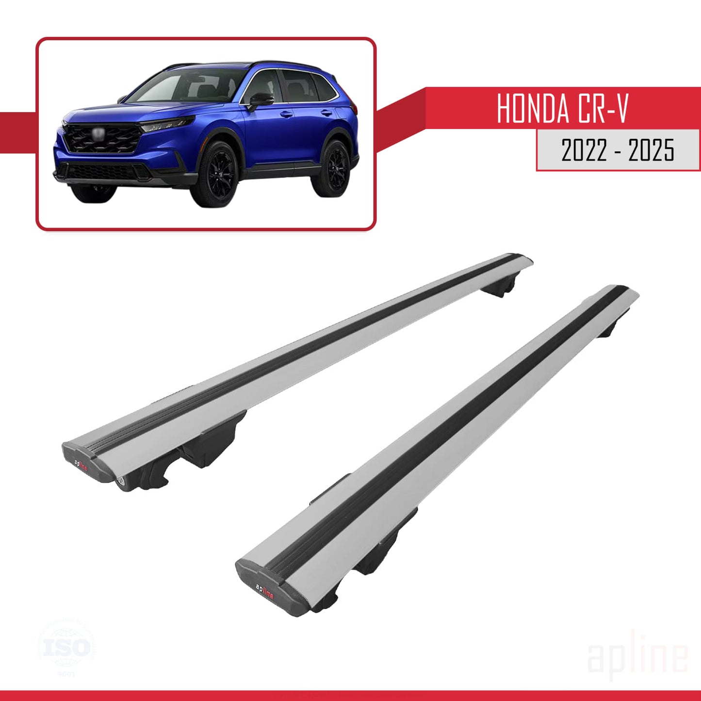 Compatible with Honda CR-V 2022-2025 HOOK Model Car Roof Rack Cross Bar Grey Aluminium 2 Bars