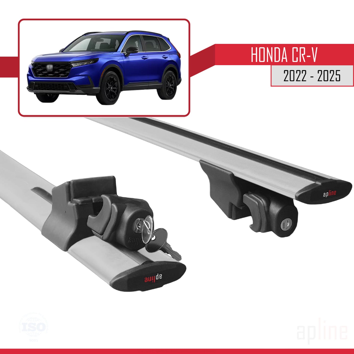 Compatible with Honda CR-V 2022-2025 HOOK Model Car Roof Rack Cross Bar Grey Aluminium 2 Bars