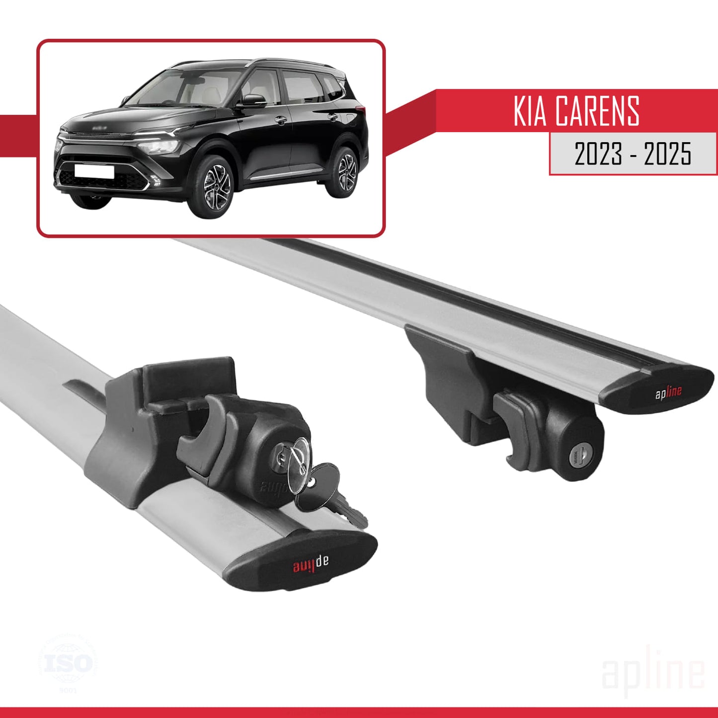 Compatible with Kia Carens 2023-2025 HOOK Model Car Roof Rack Cross Bar Grey Aluminium 2 Bars