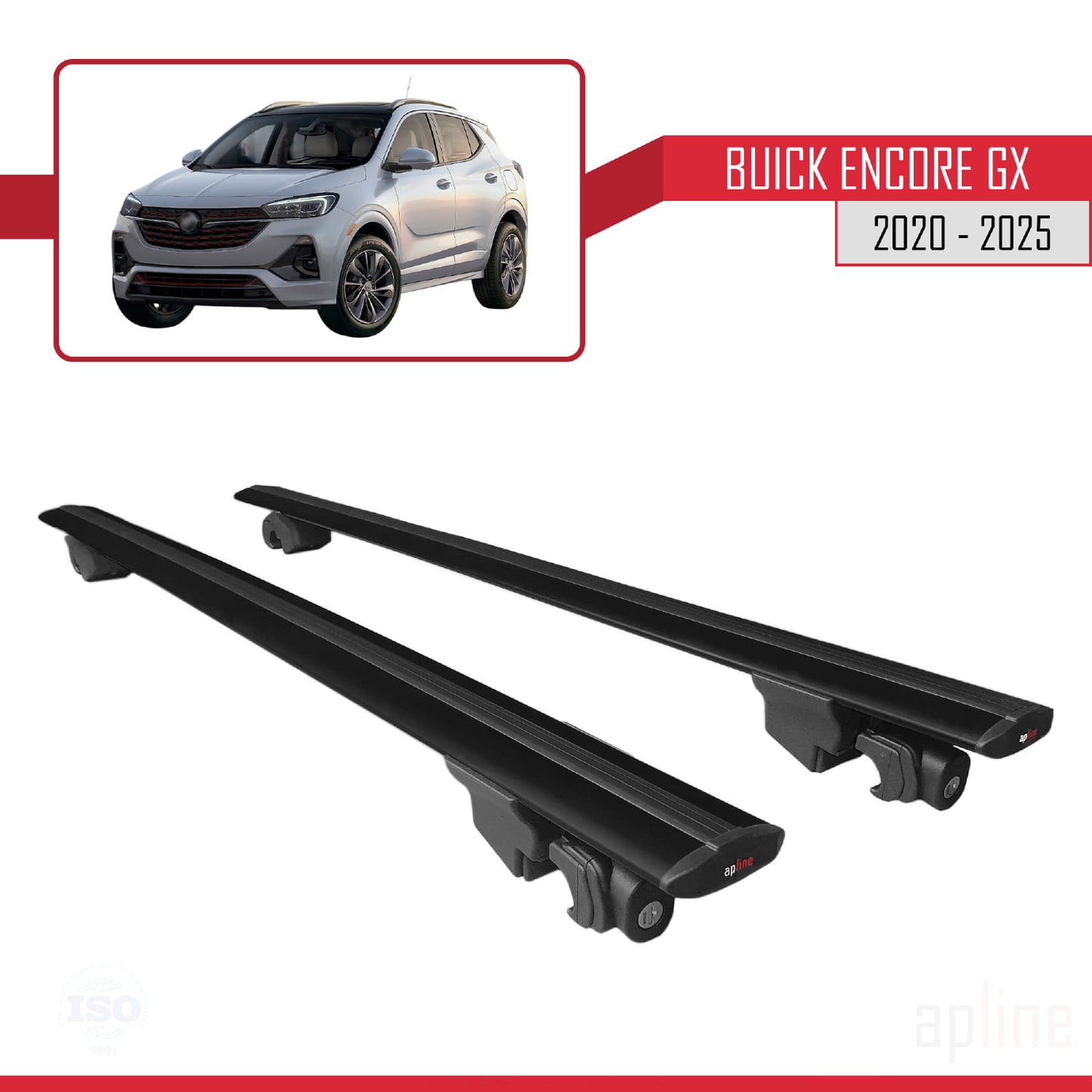 Compatible with Buick Encore GX 2020-2025 HOOK Model Car Roof Rack Cross Bar Black Aluminium 2 Bars