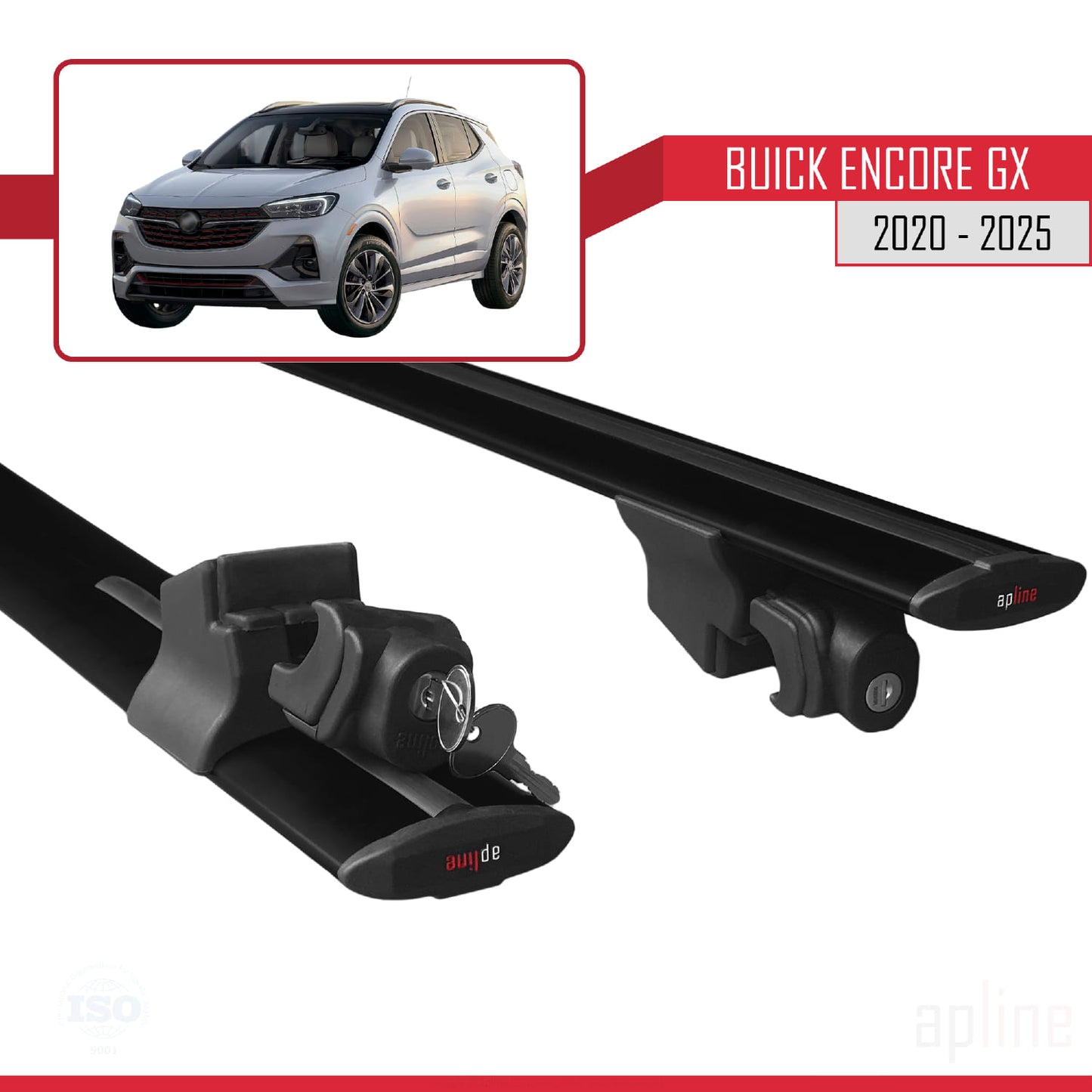 Compatible with Buick Encore GX 2020-2025 HOOK Model Car Roof Rack Cross Bar Black Aluminium 2 Bars