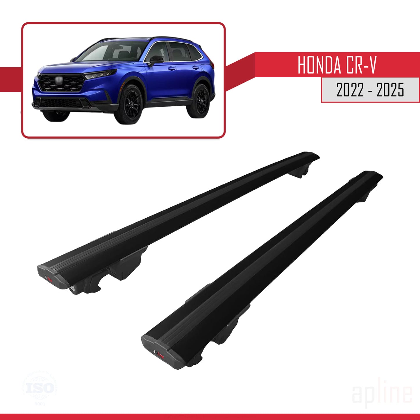 Compatible with Honda CR-V 2022-2025 HOOK Model Car Roof Rack Cross Bar Black Aluminium 2 Bars